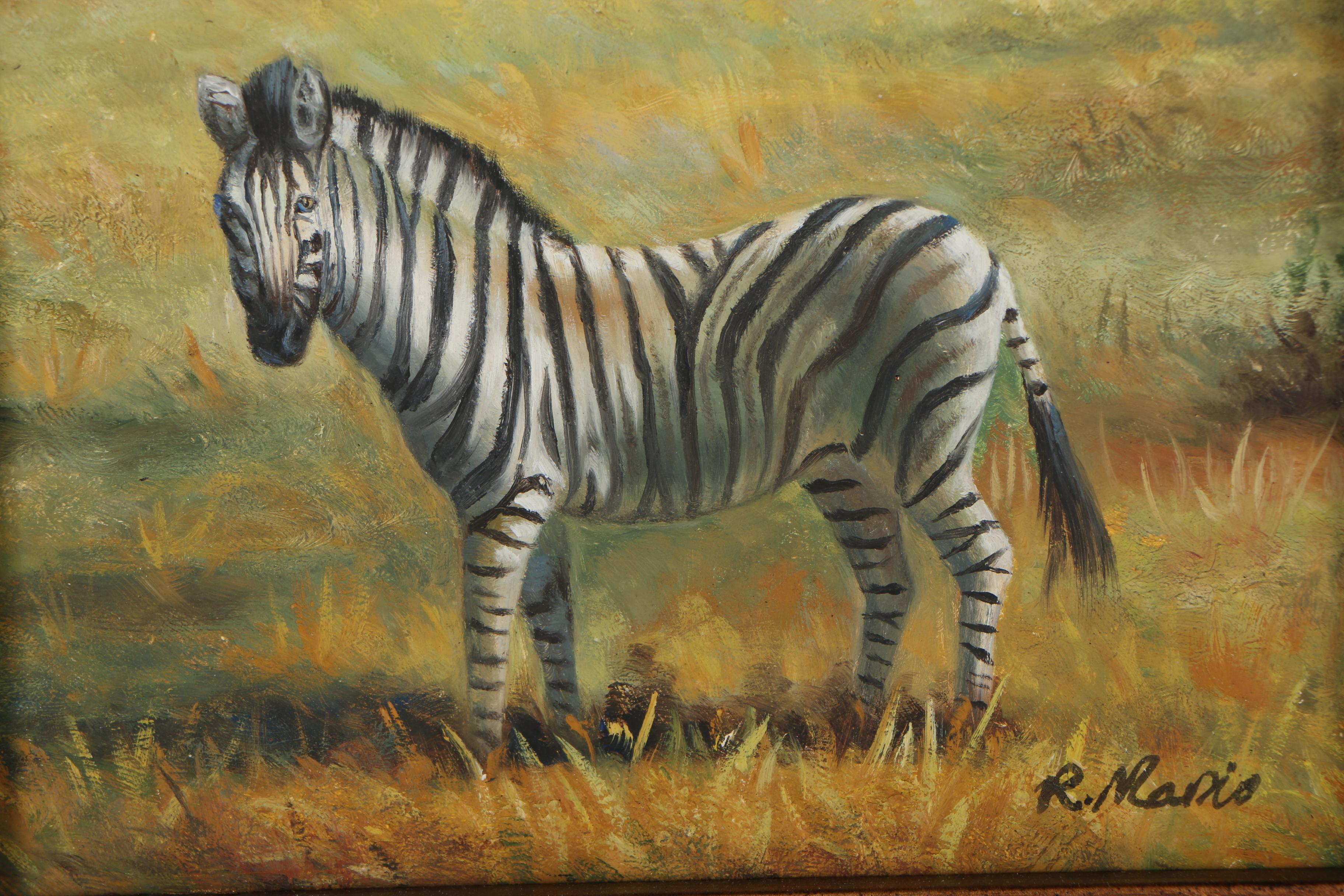 R. Mario Oil Painting of a Zebra