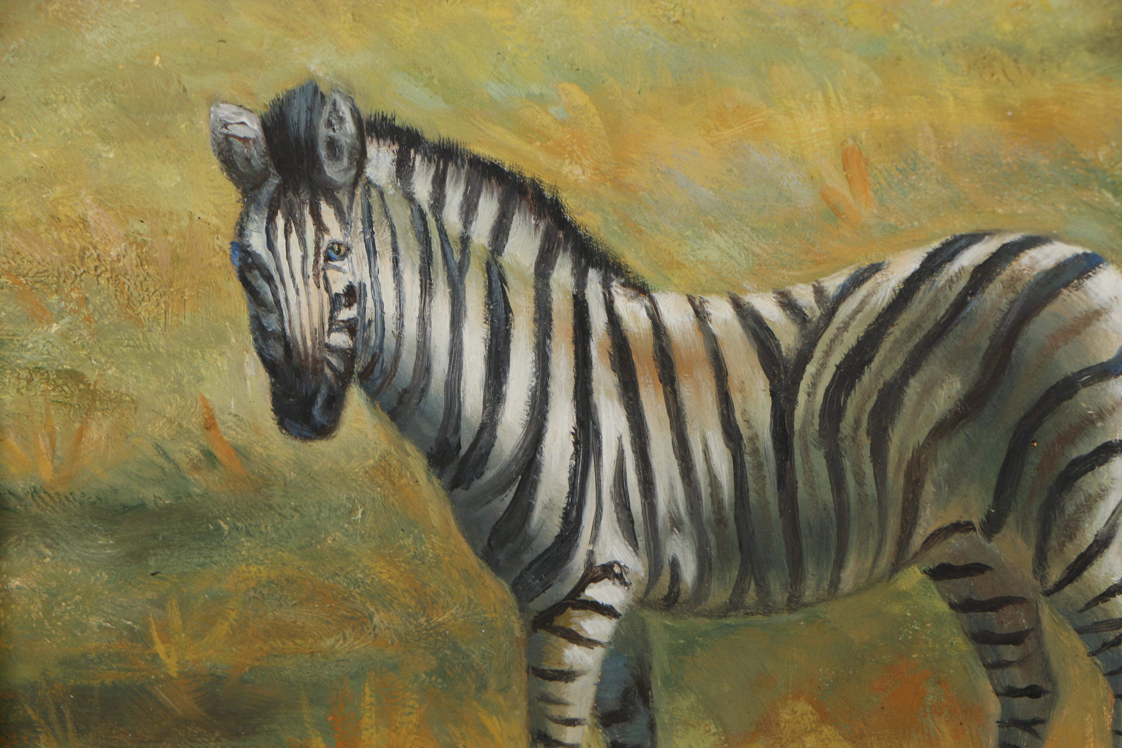 R. Mario Oil Painting of a Zebra