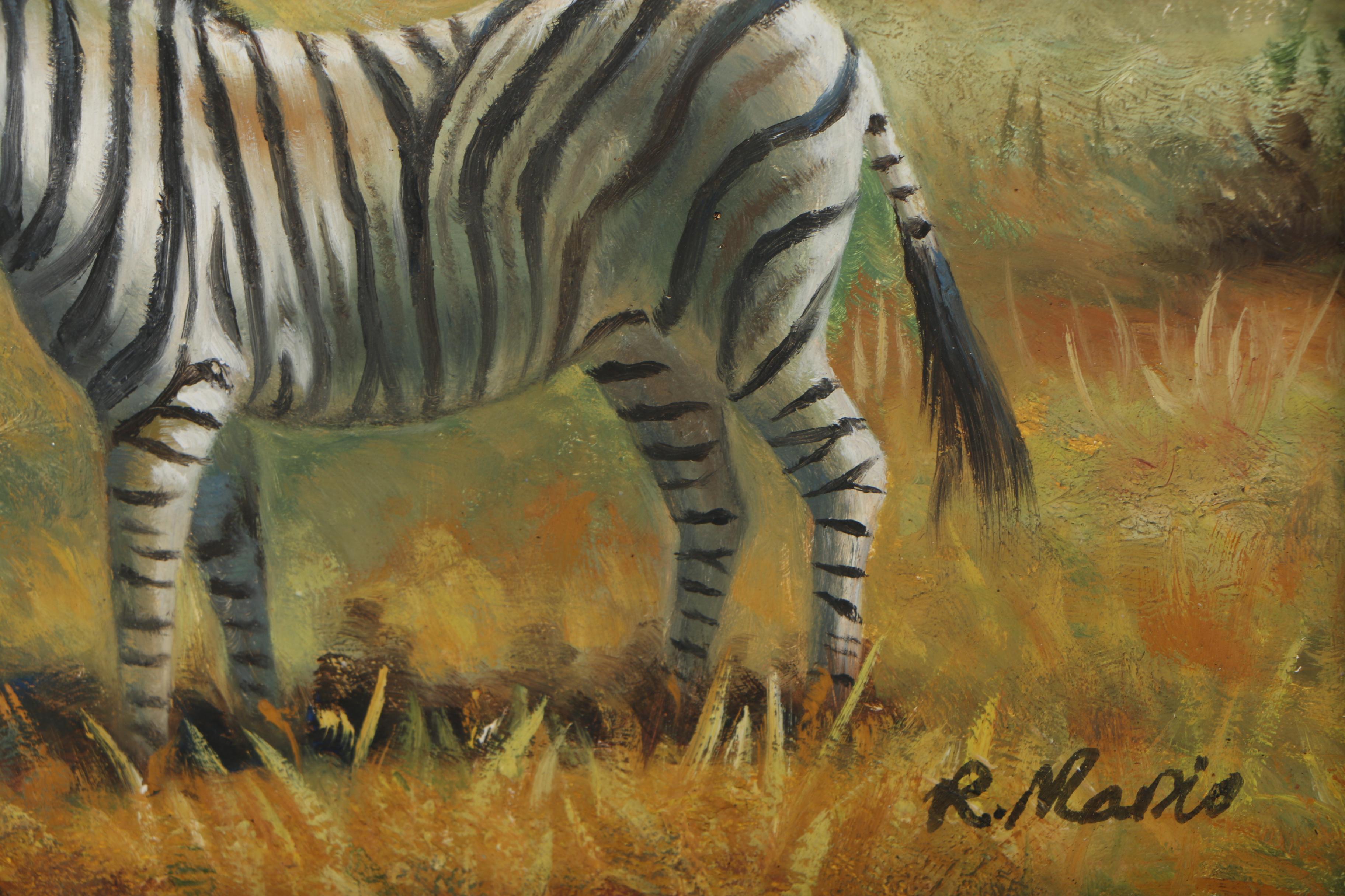 R. Mario Oil Painting of a Zebra
