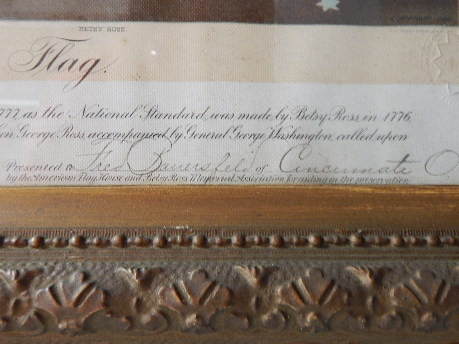 1893 Offset Lithograph "Birth of Our Nation's Flag"