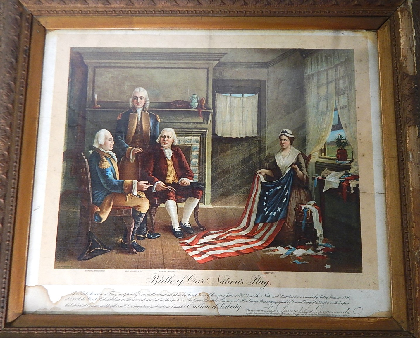 1893 Offset Lithograph "Birth of Our Nation's Flag"