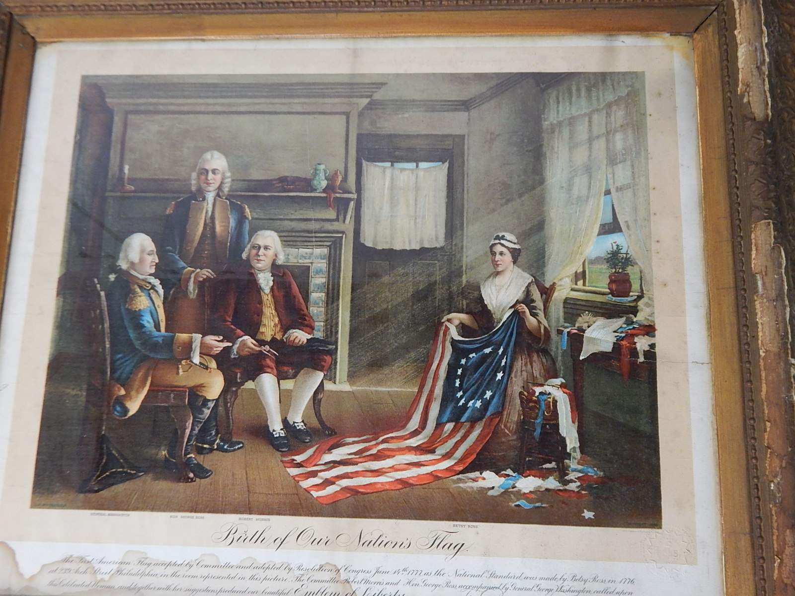 1893 Offset Lithograph "Birth of Our Nation's Flag"