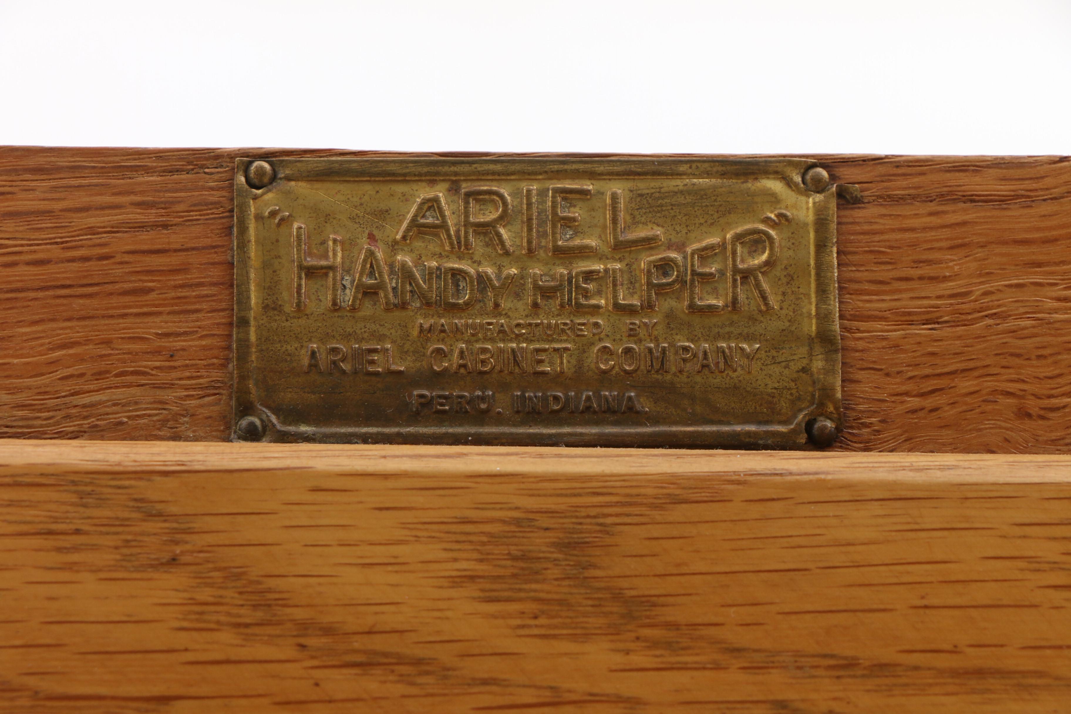 Oak and Enamel Hoosier Cabinet by Ariel Handy Helper