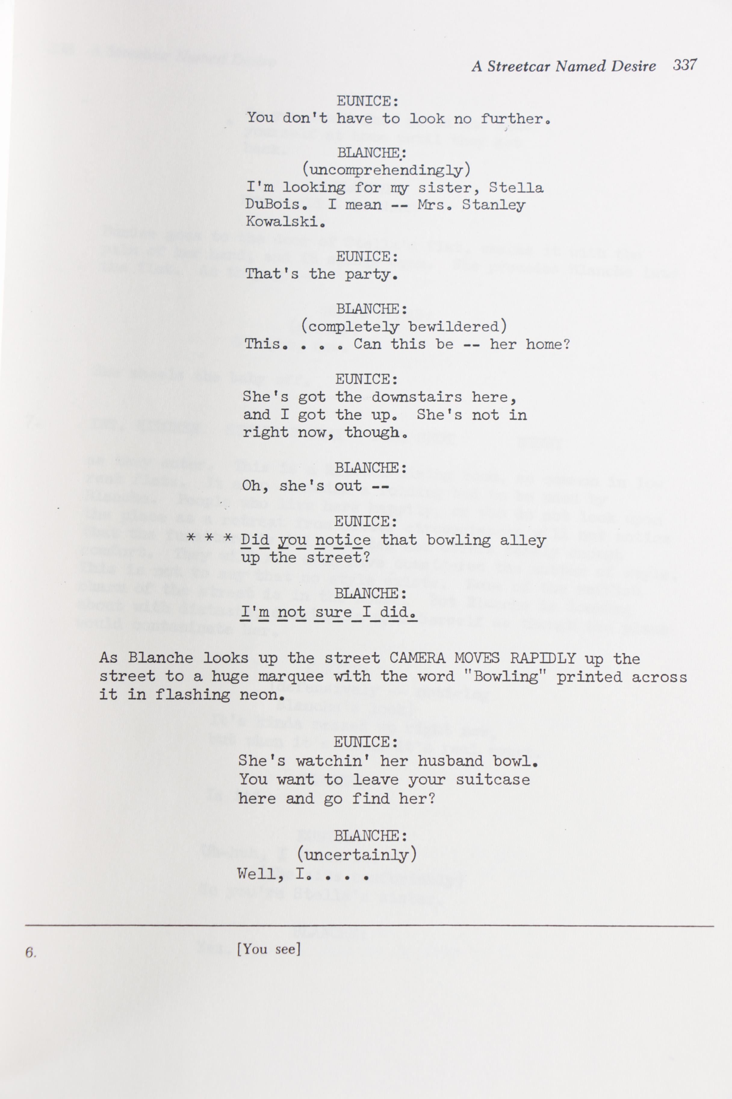 "A Streetcar Named Desire" Screenplay by Tennessee Williams