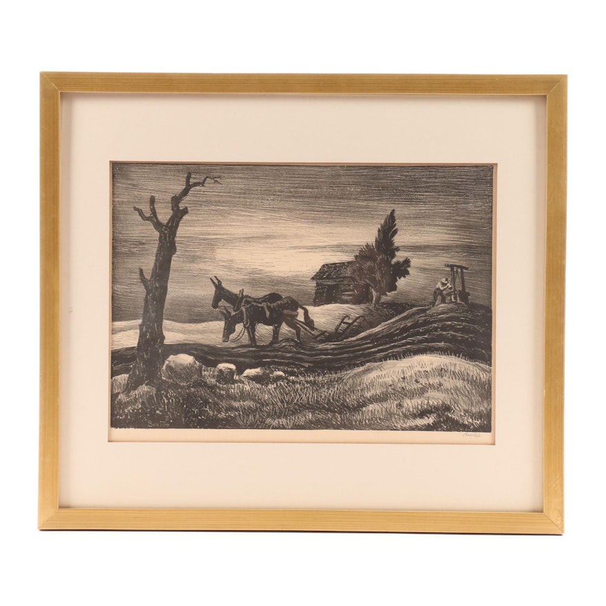 Thomas Hart Benton Lithograph "A Drink of Water"