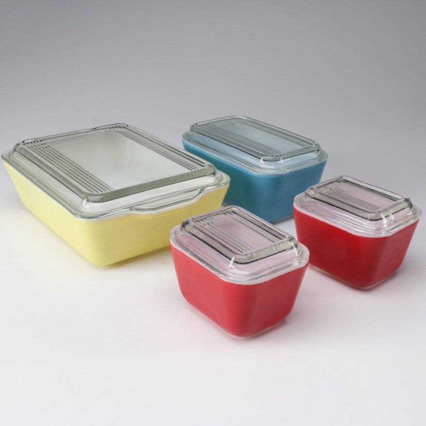 Pyrex "Primary Colors" Refrigerator Dishes, Mid-Century