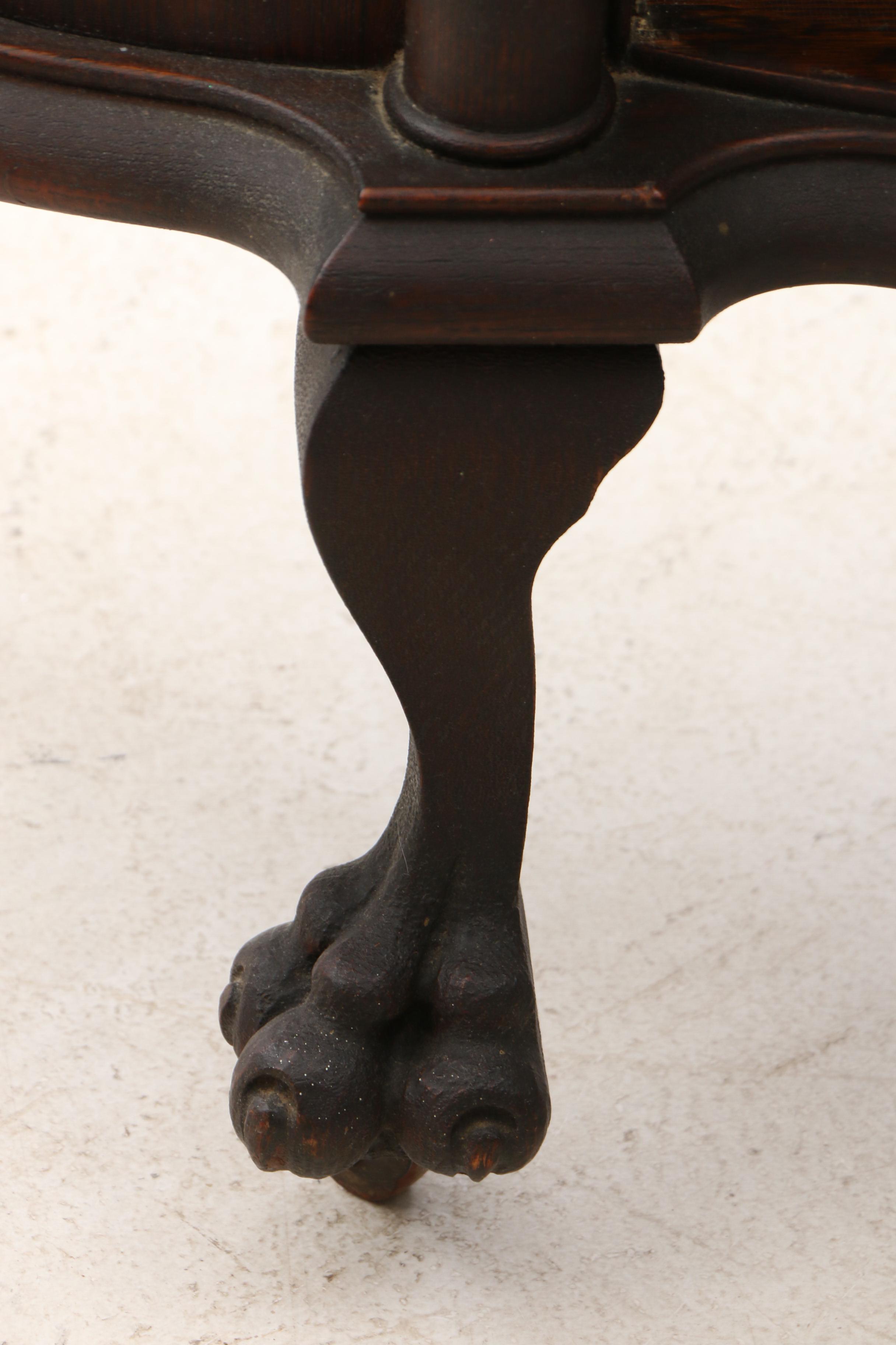 Mahogany Finish Oak Clawfoot China Cabinet, Early 20th Century