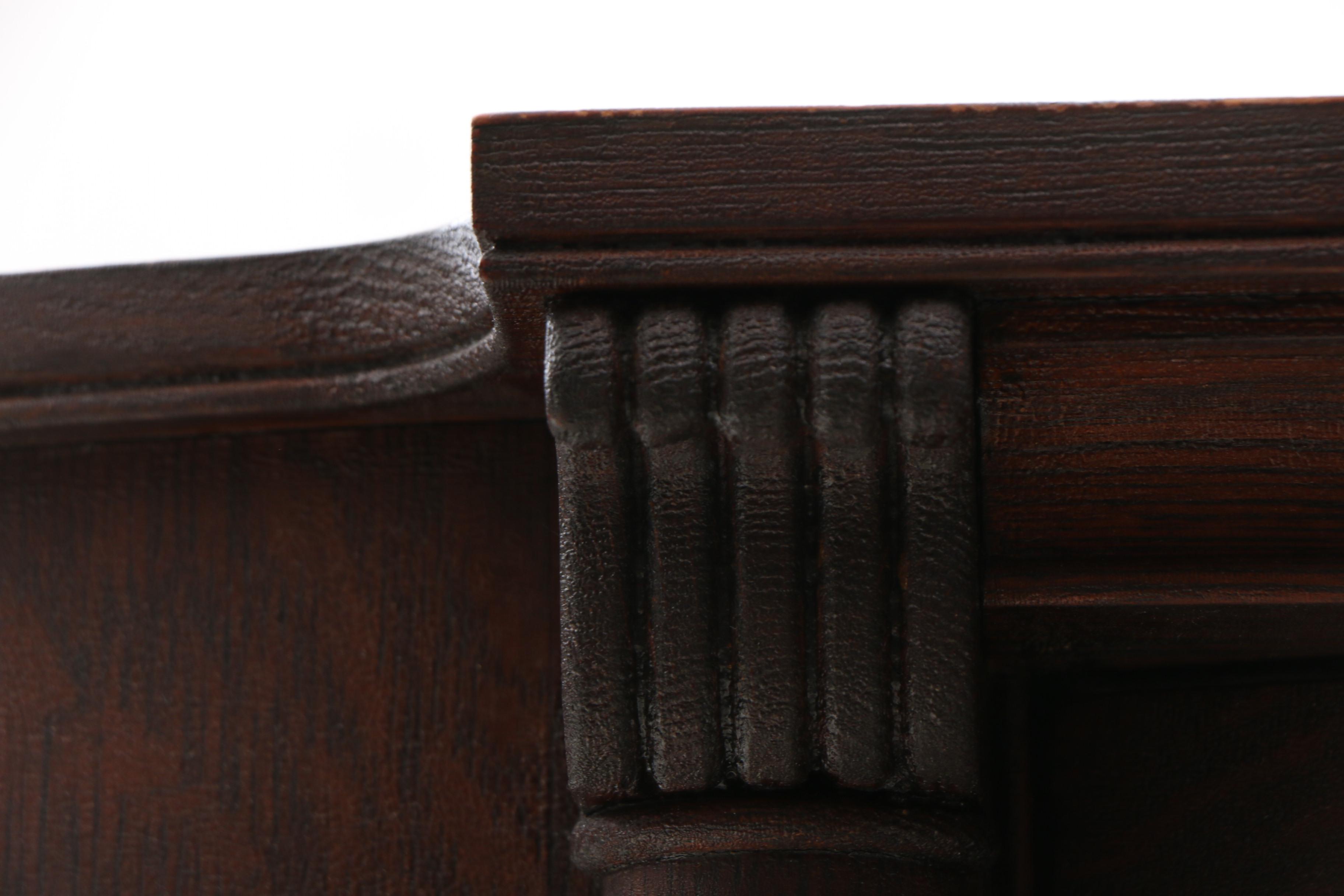 Mahogany Finish Oak Clawfoot China Cabinet, Early 20th Century