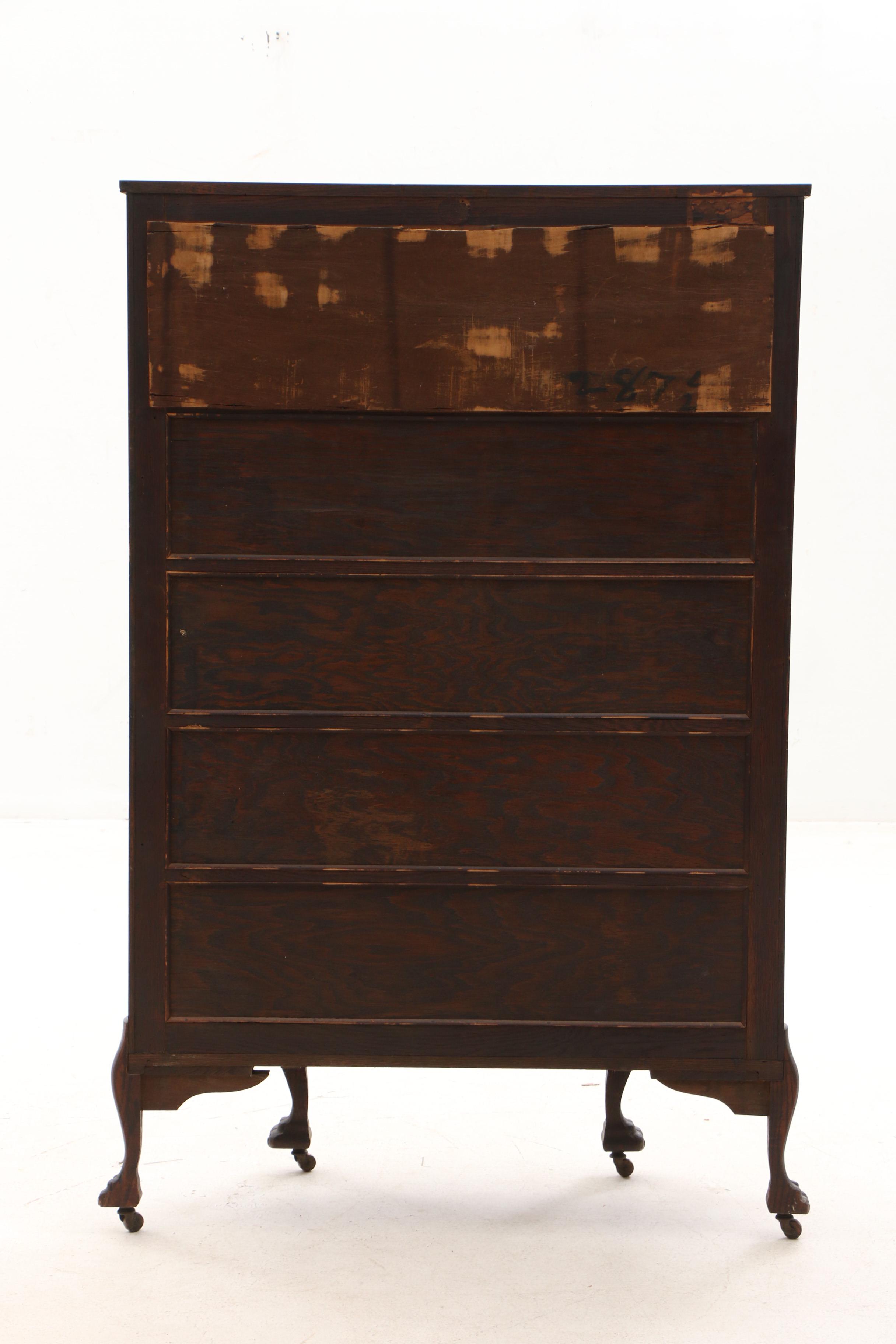Mahogany Finish Oak Clawfoot China Cabinet, Early 20th Century