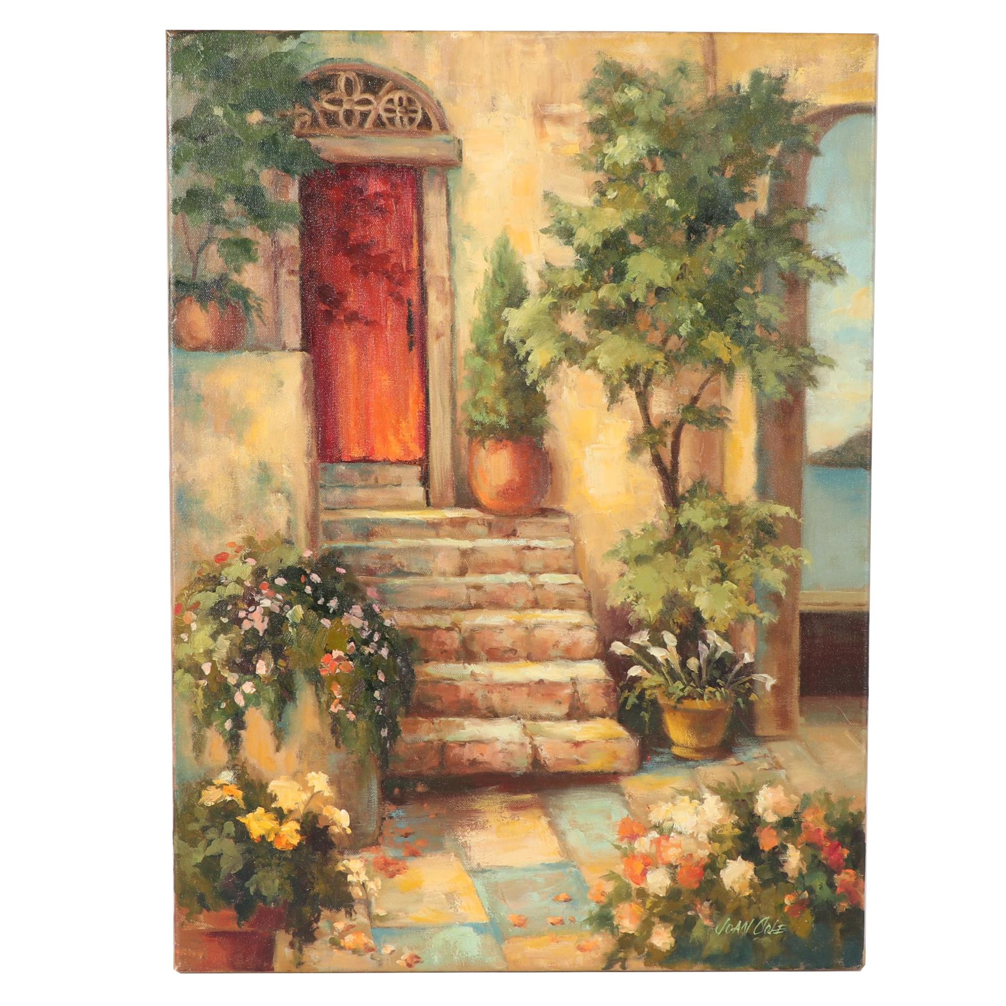 Joan Cole Oil Painting of an Mediterranean Villa