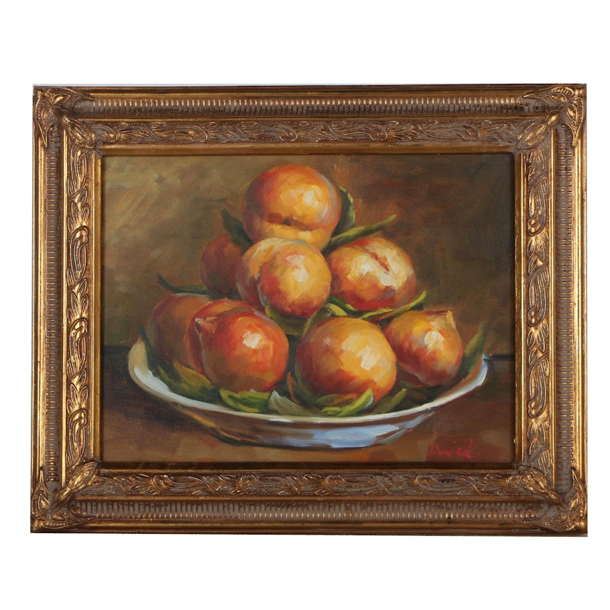 Still Life Oil Painting of Peaches