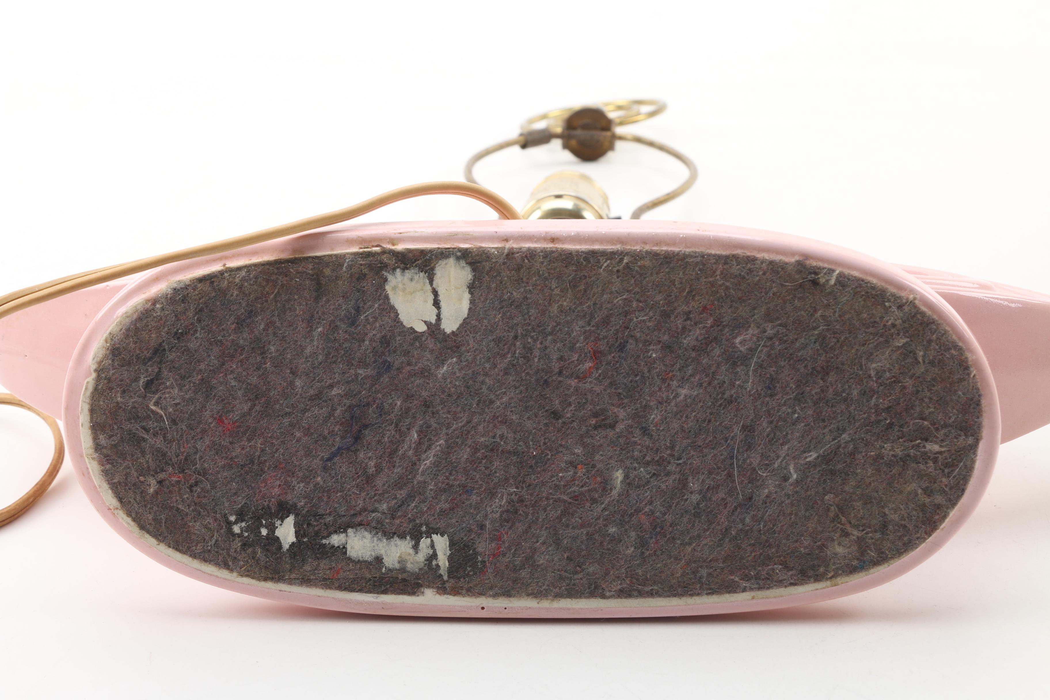 Mid Century Modern Pink Ceramic Table Table Lamp with Paper Shade