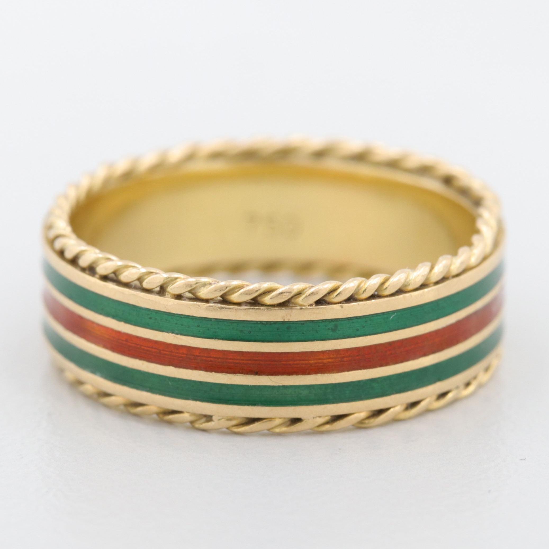 18K Yellow Gold Enamel Eternity Band