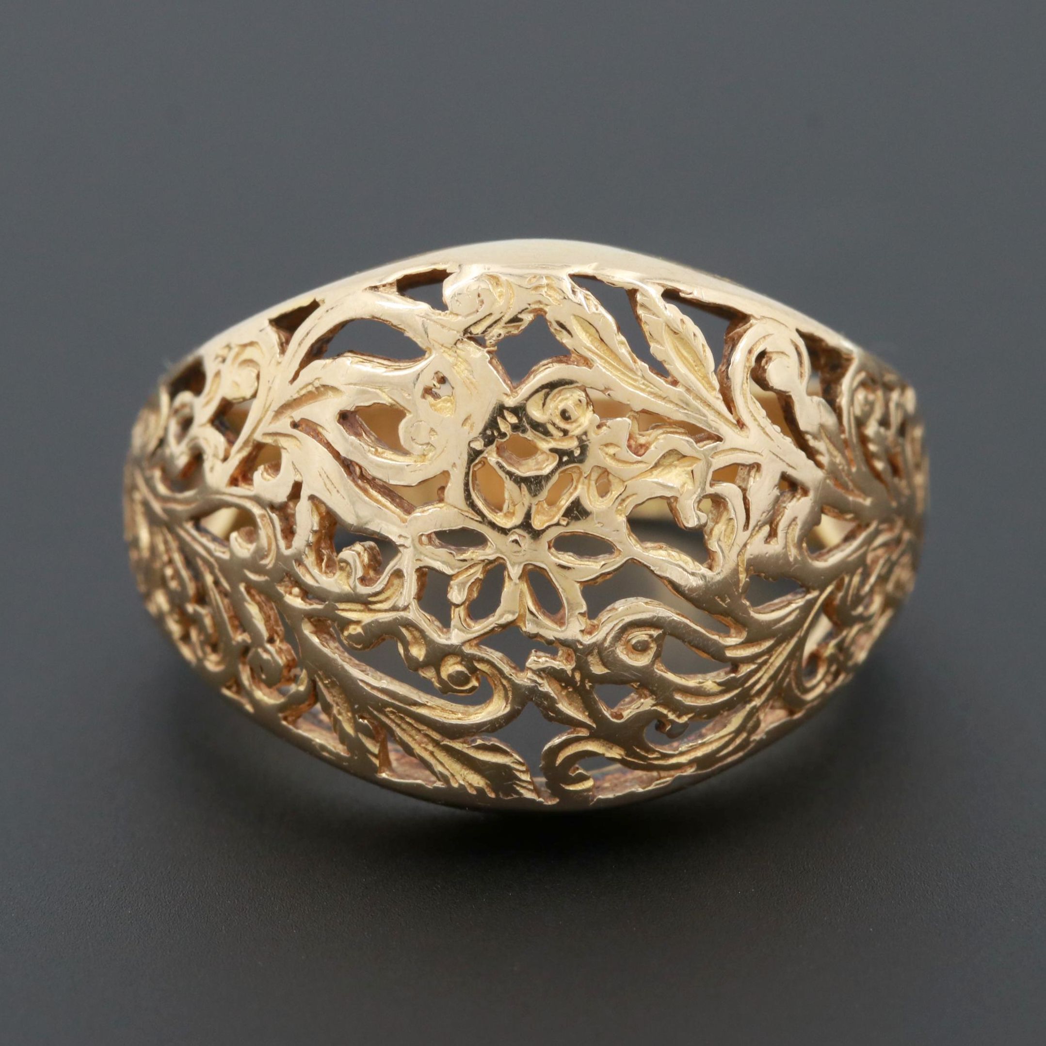 Gold Wash on Sterling Silver Openwork Floral Ring