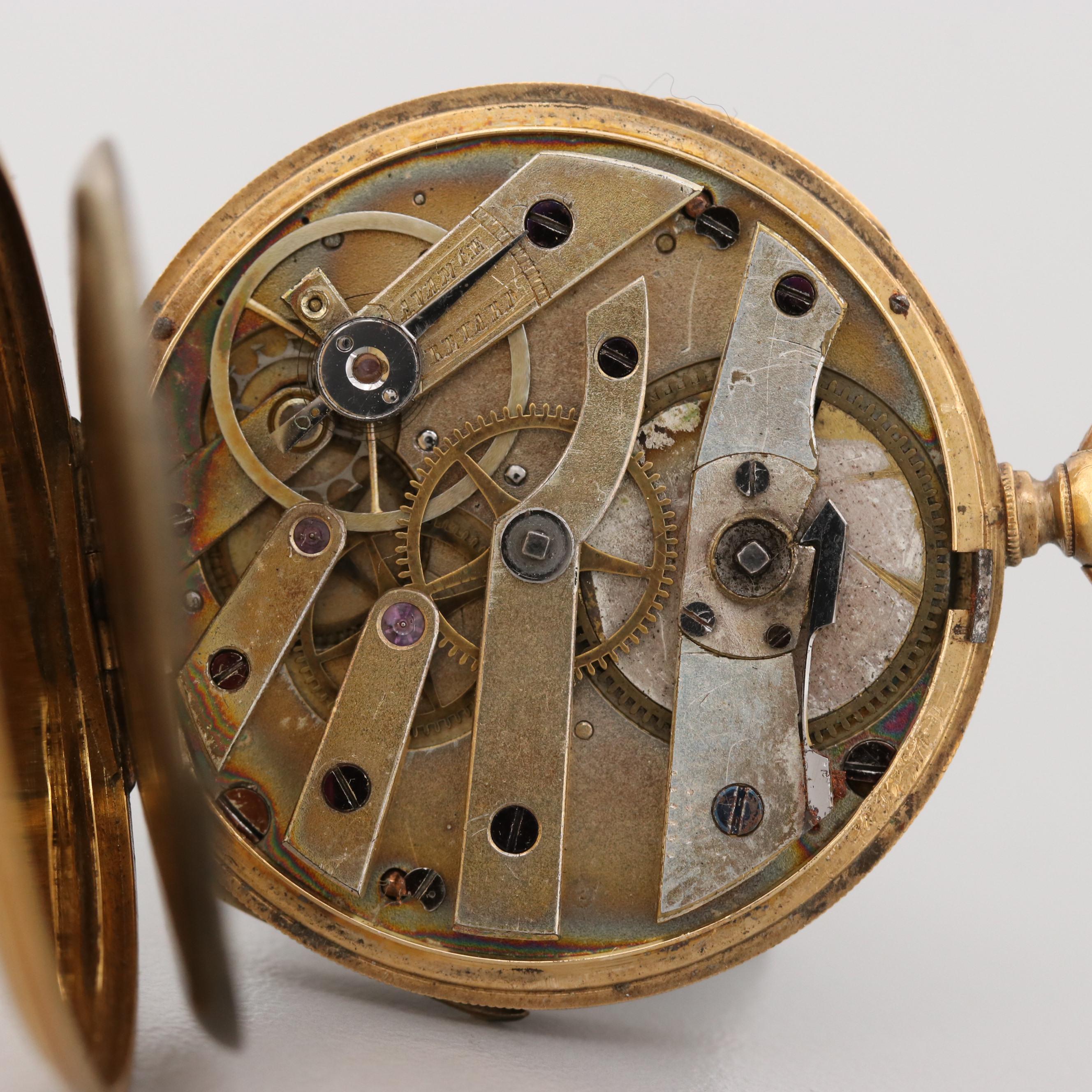 European 18K Yellow Gold Pocket Watch, Late 1800s