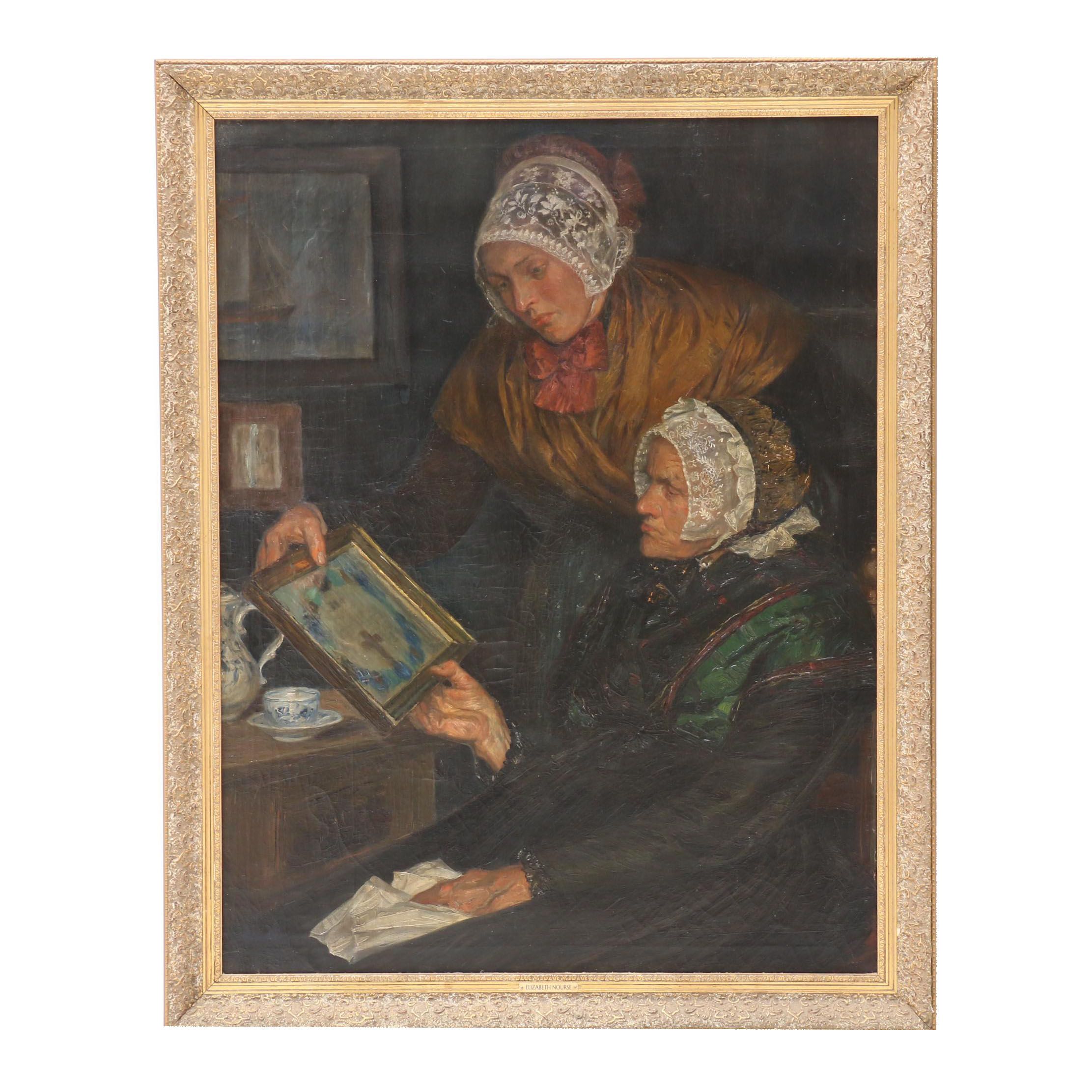 Elizabeth Nourse Oil Painting "Two Ladies with Small Painting"