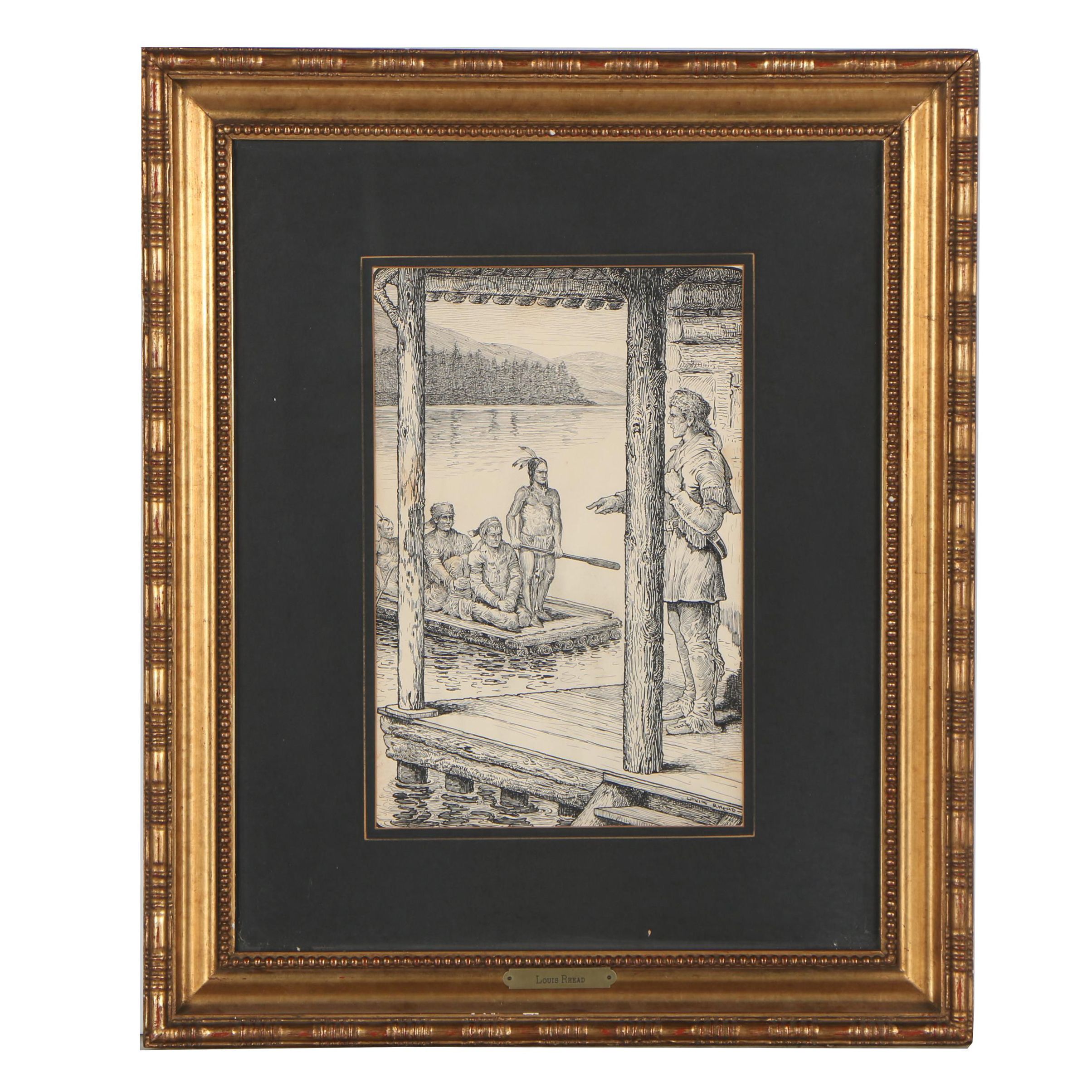 Louis Rhead Pen and Ink Illustration for "The Deerslayer"