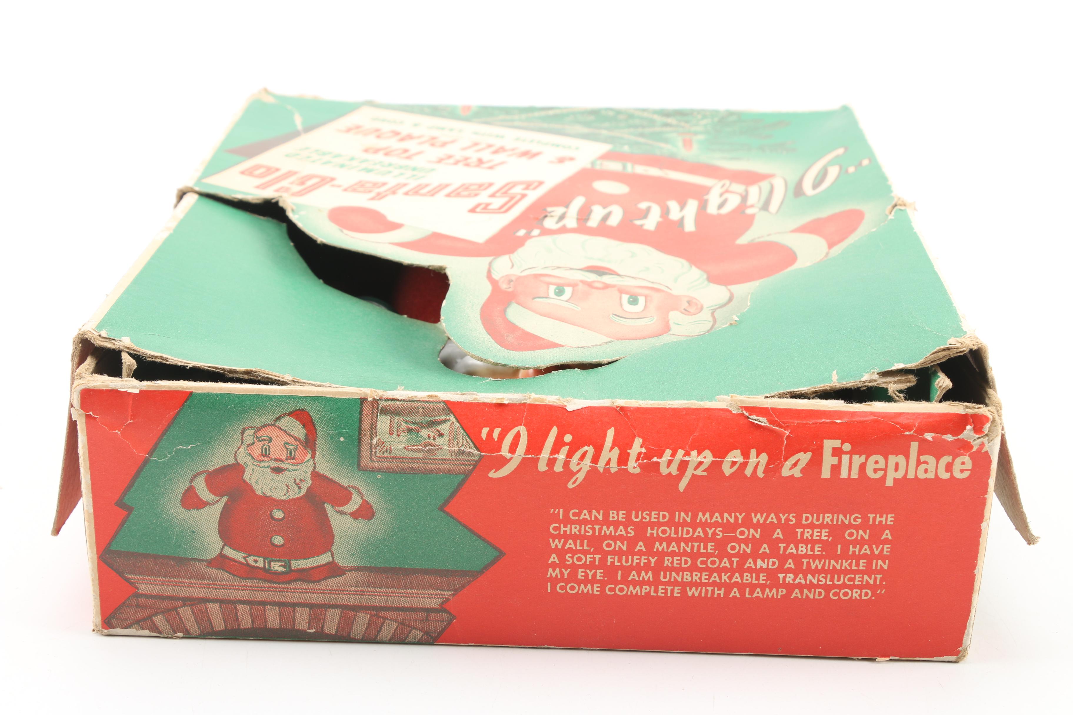 Santa-Glo Light-Up Christmas Tree Topper/Wall Plaque from Glolite Corp., c.1940s