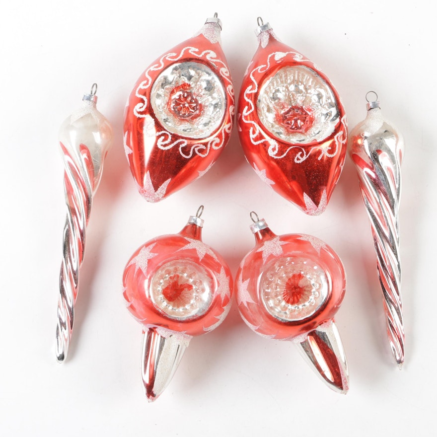 Shiny Brite West German Glass Christmas Ornaments, Mid-Century