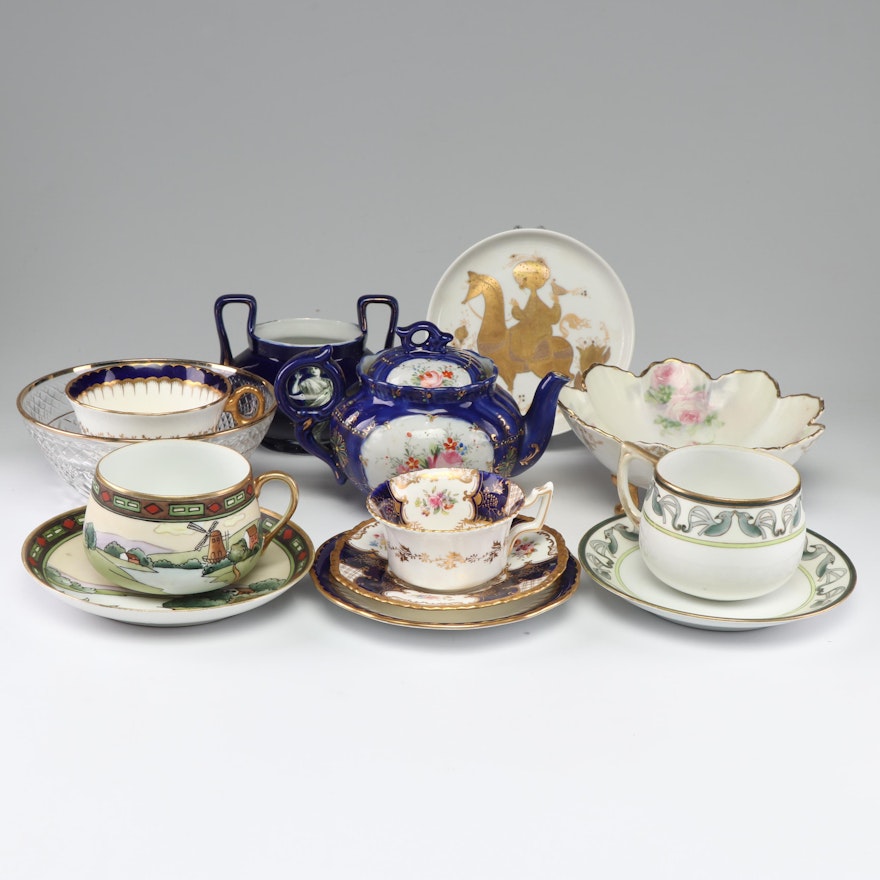 Porcelain Tea Serveware Including Nippon and Coalport, Early to Mid 20th Century