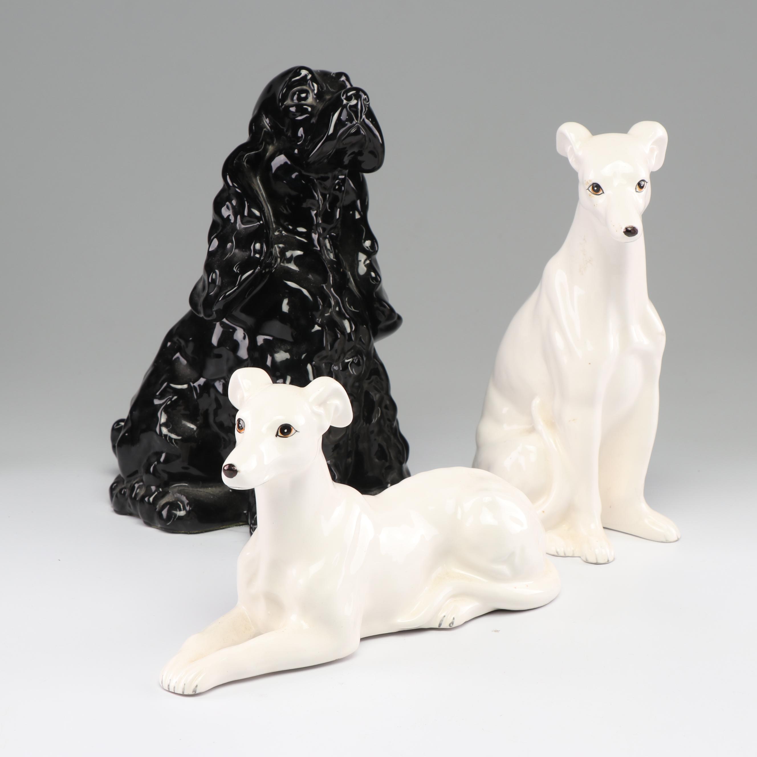 Ceramic Dog Figurines Featuring Kay Finch Spaniel, Mid 20th Century