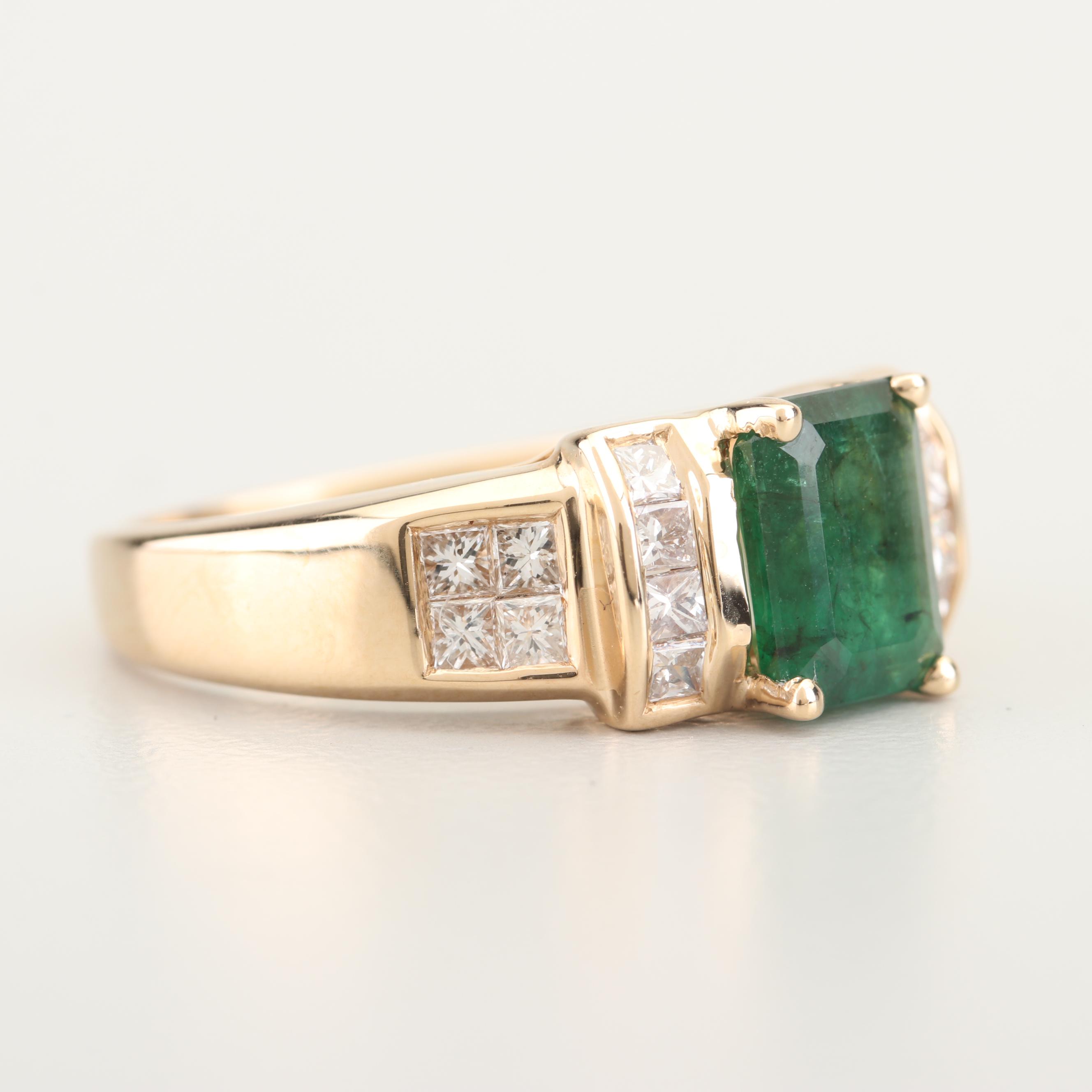 Bita 14K Yellow Gold 1.45 CT Emerald and Diamond Ring