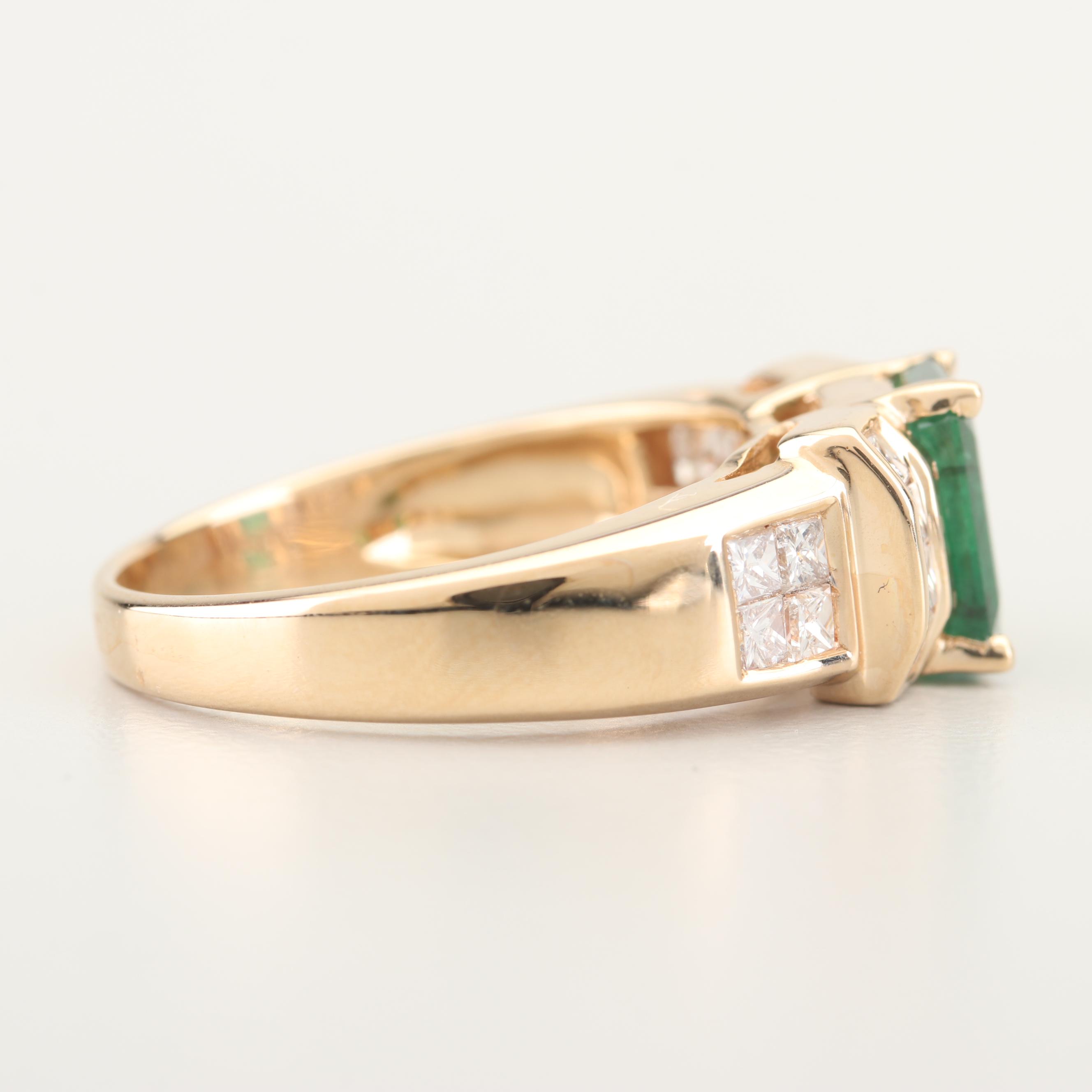 Bita 14K Yellow Gold 1.45 CT Emerald and Diamond Ring
