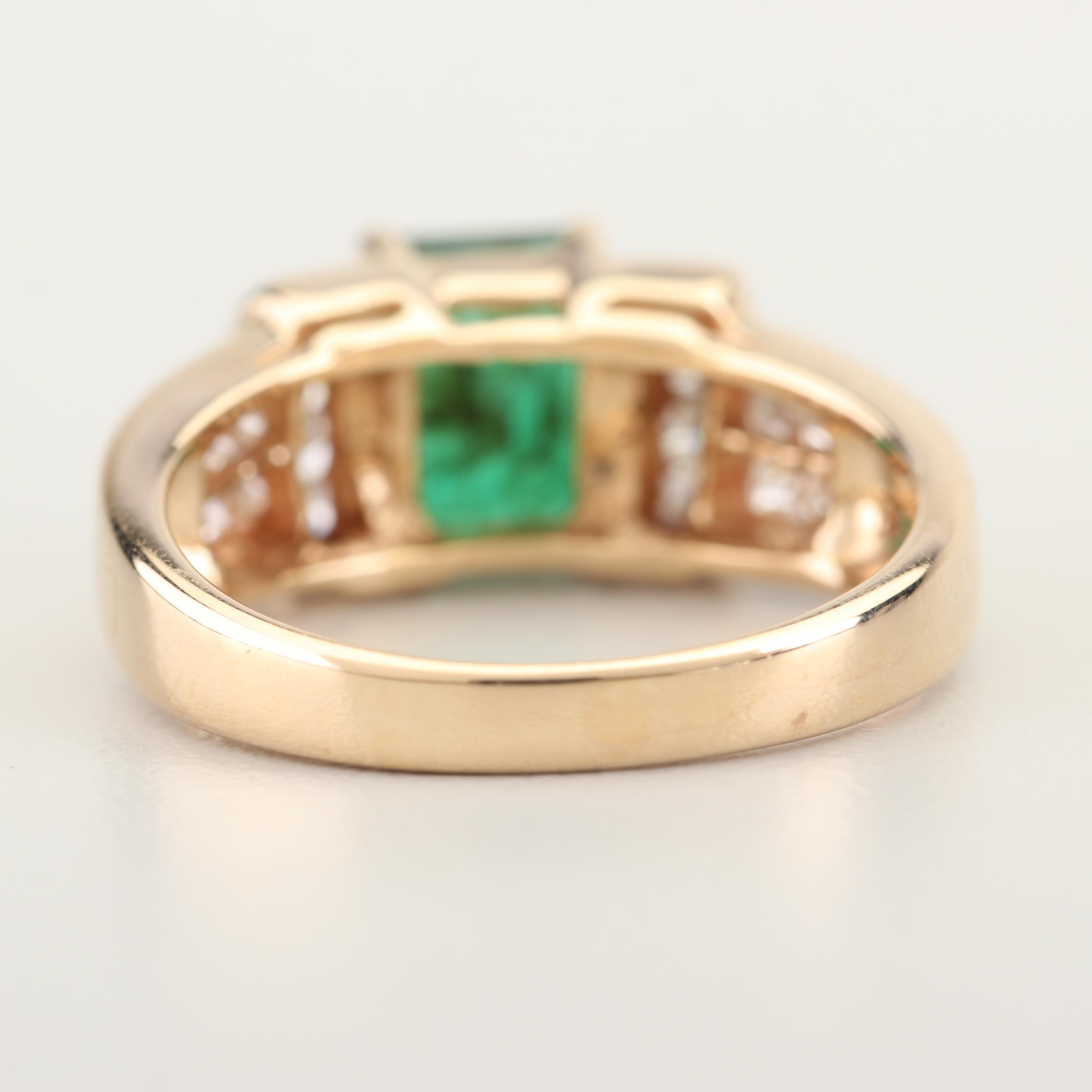Bita 14K Yellow Gold 1.45 CT Emerald and Diamond Ring