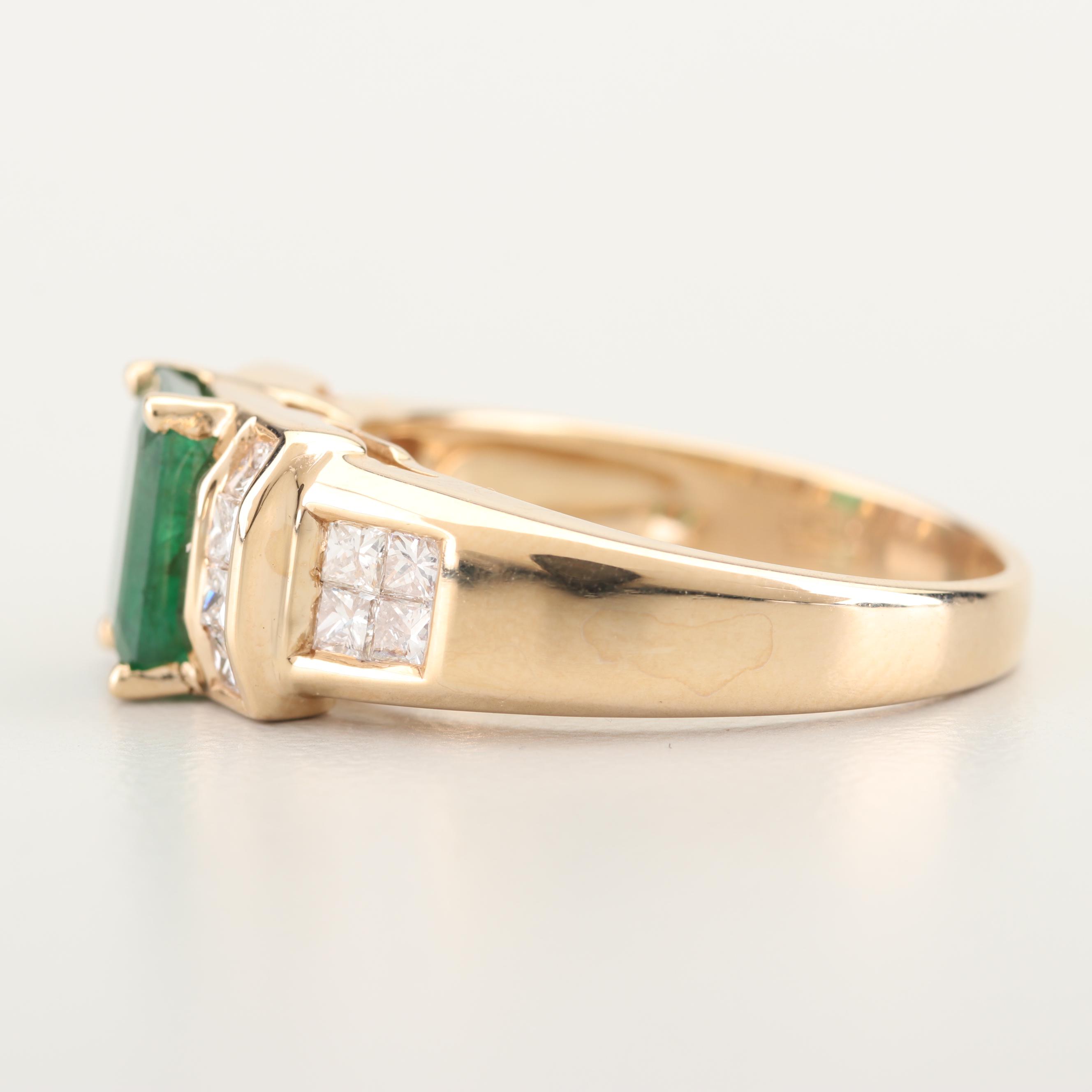 Bita 14K Yellow Gold 1.45 CT Emerald and Diamond Ring