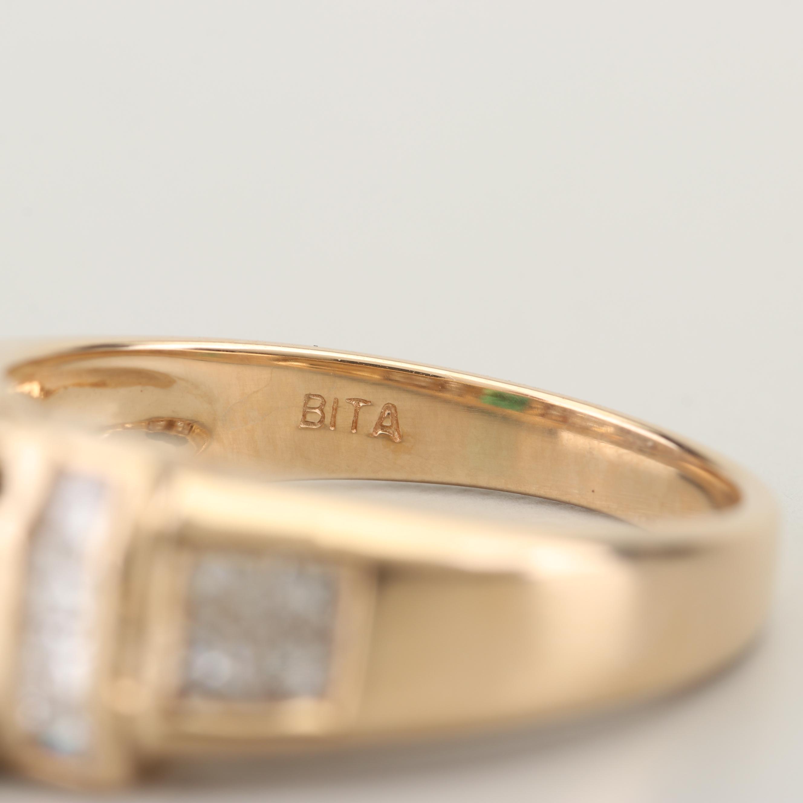 Bita 14K Yellow Gold 1.45 CT Emerald and Diamond Ring