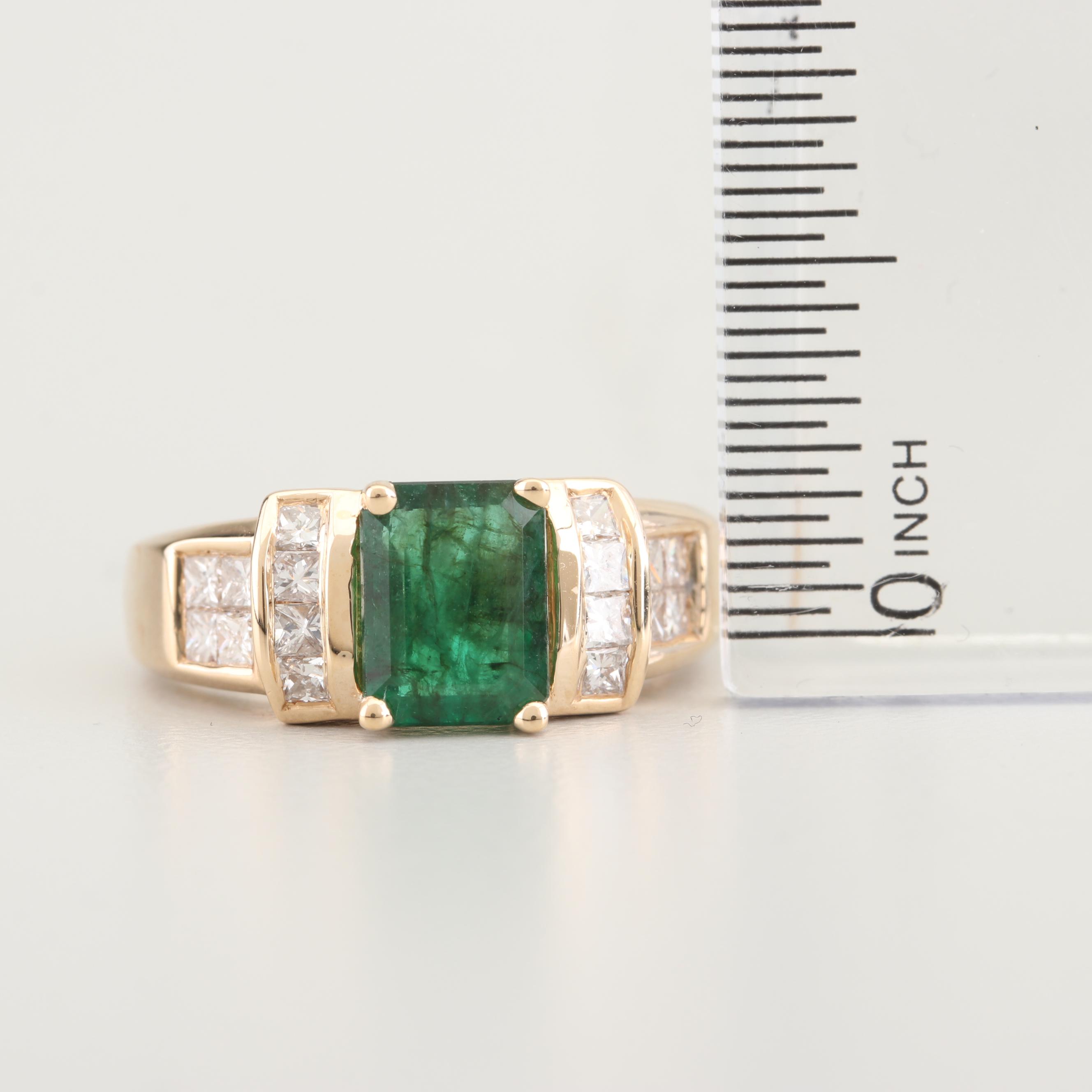 Bita 14K Yellow Gold 1.45 CT Emerald and Diamond Ring