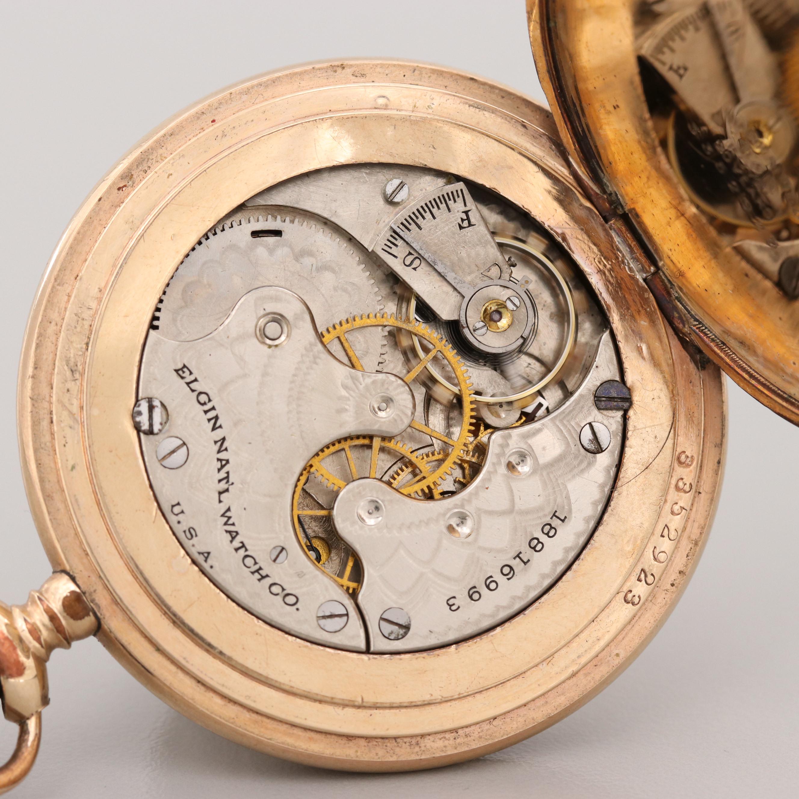 Antique Elgin Gold Filled Pocket Watch With Fob Chain