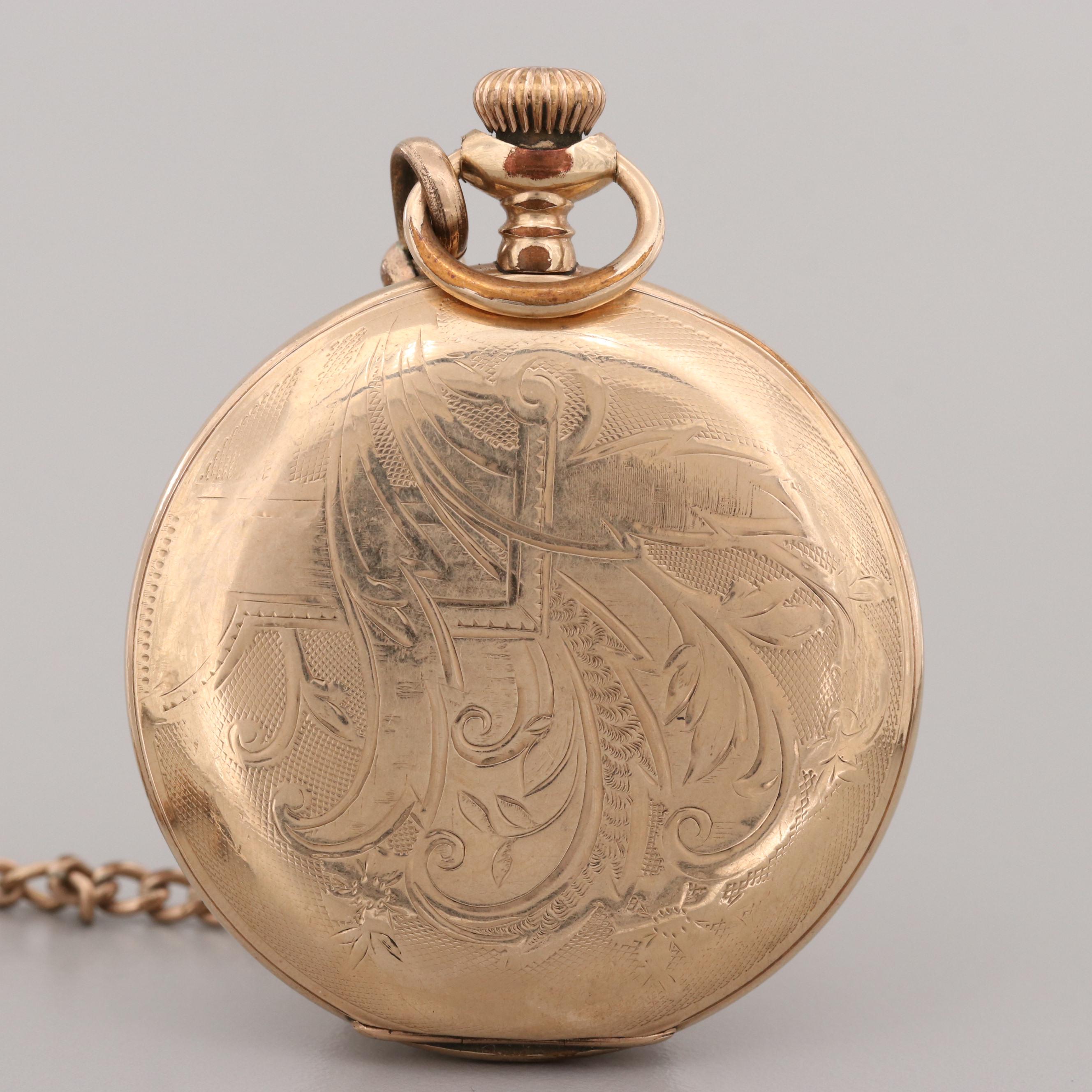 Antique Elgin Gold Filled Pocket Watch With Fob Chain
