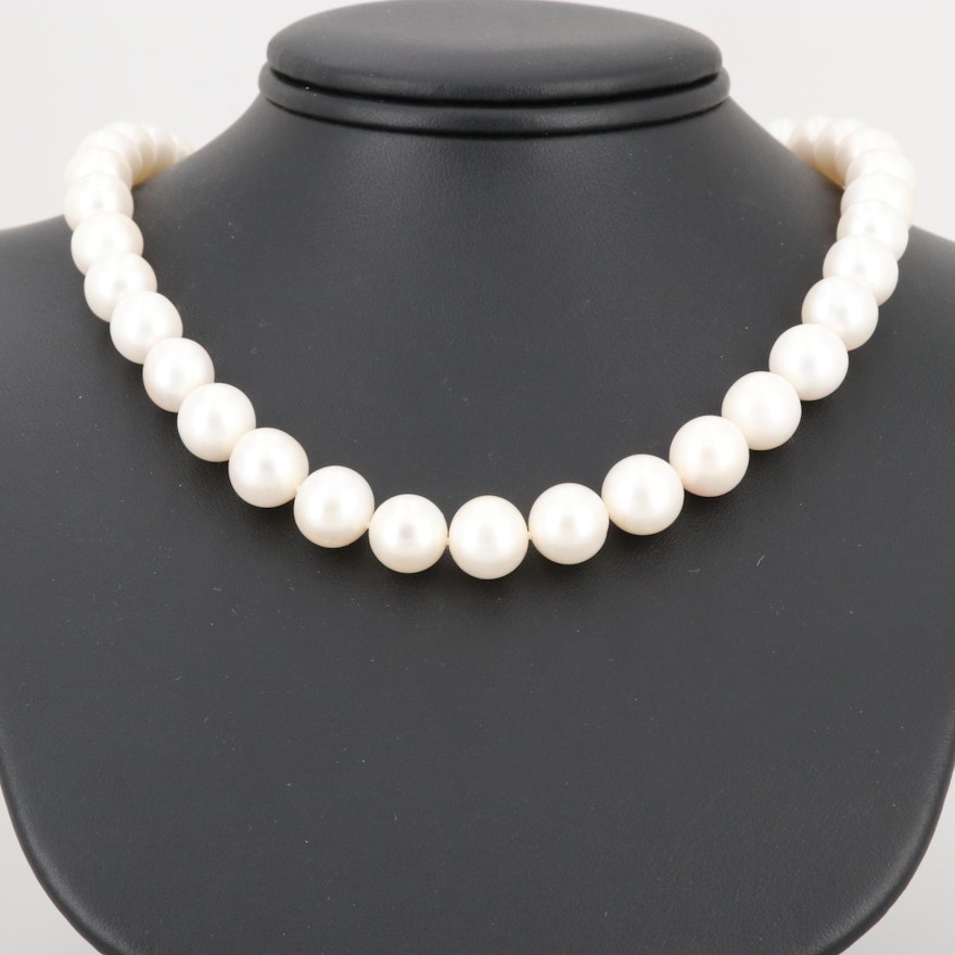 Silver Tone Cultured Pearl Individually Knotted Necklace