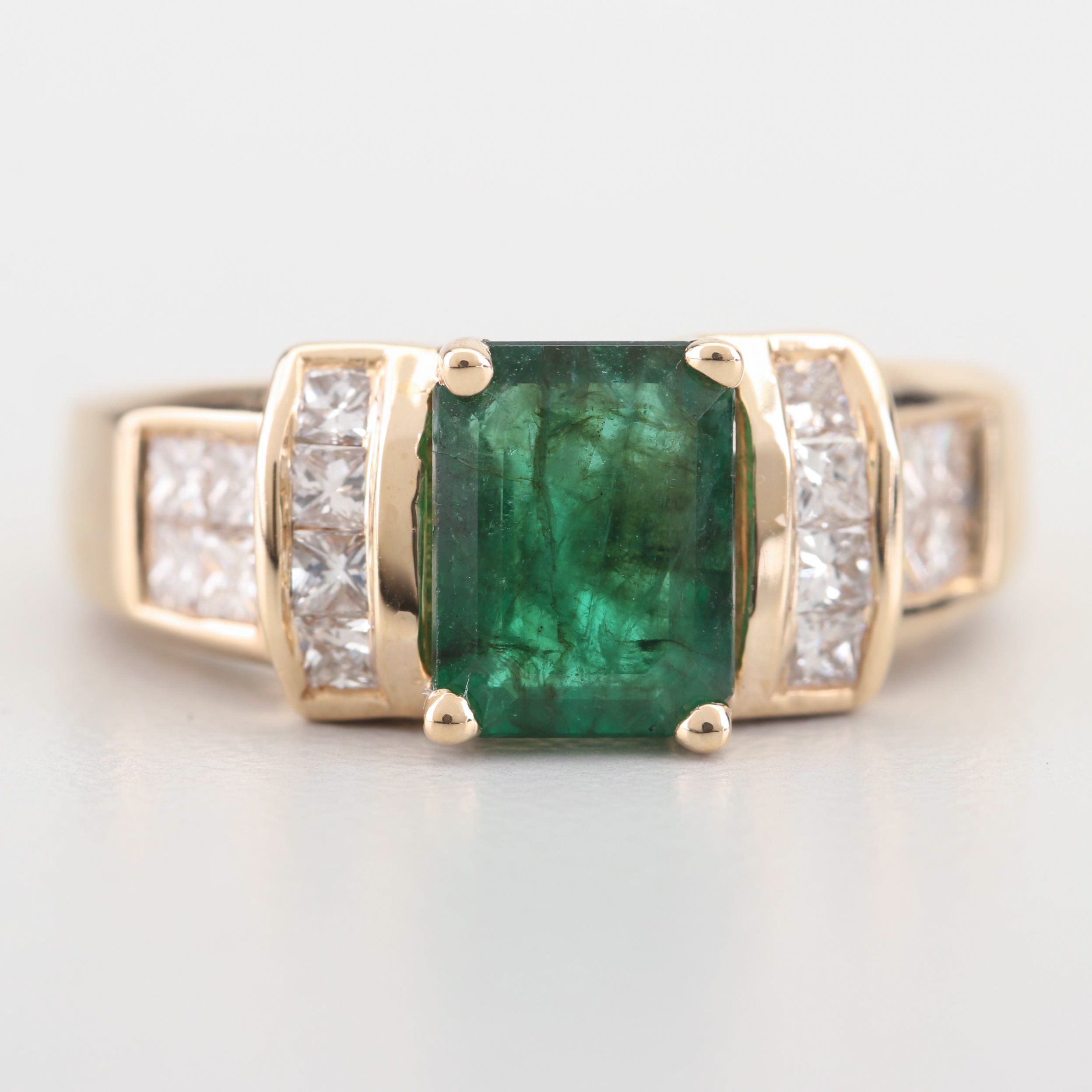 Bita 14K Yellow Gold 1.45 CT Emerald and Diamond Ring