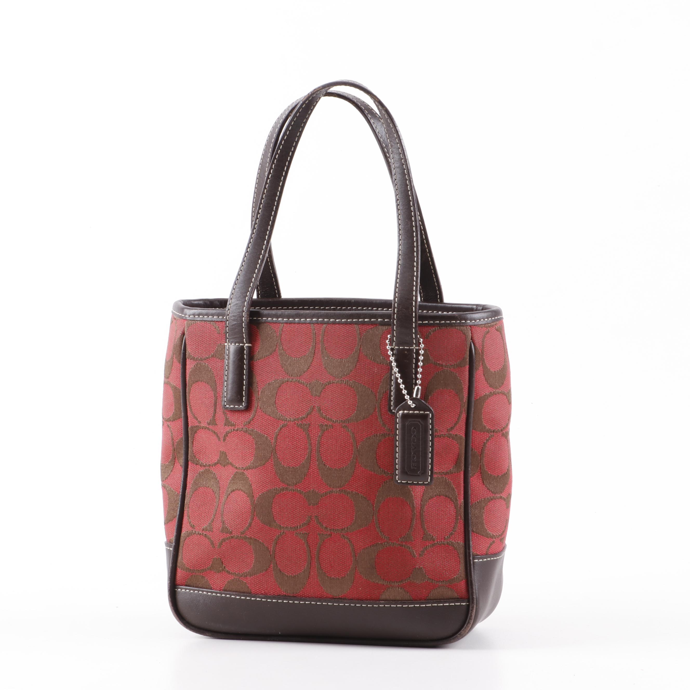 Coach Signature Canvas and Leather Tote Handbag