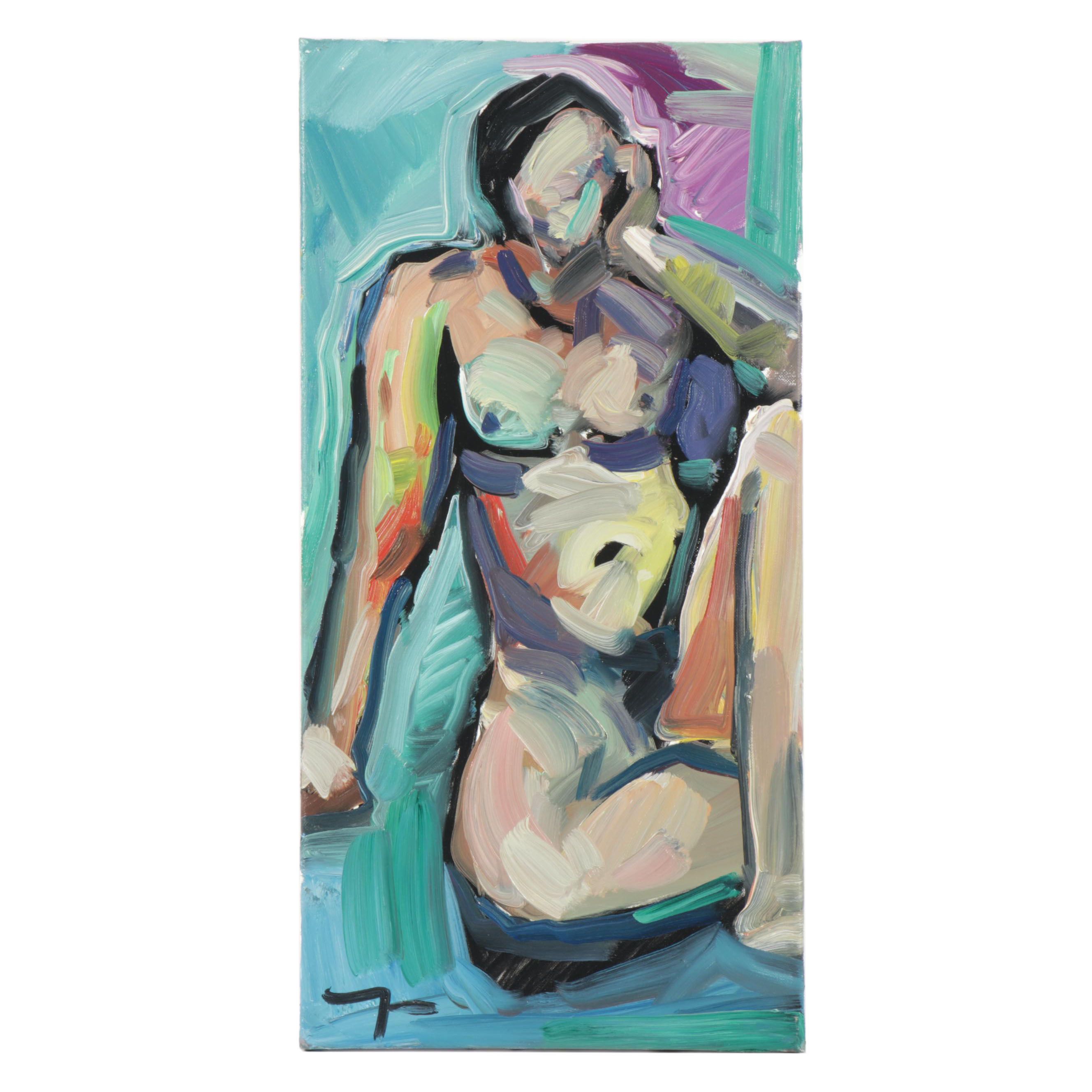 Jose Trujillo Oil Painting "Sitting Nude"