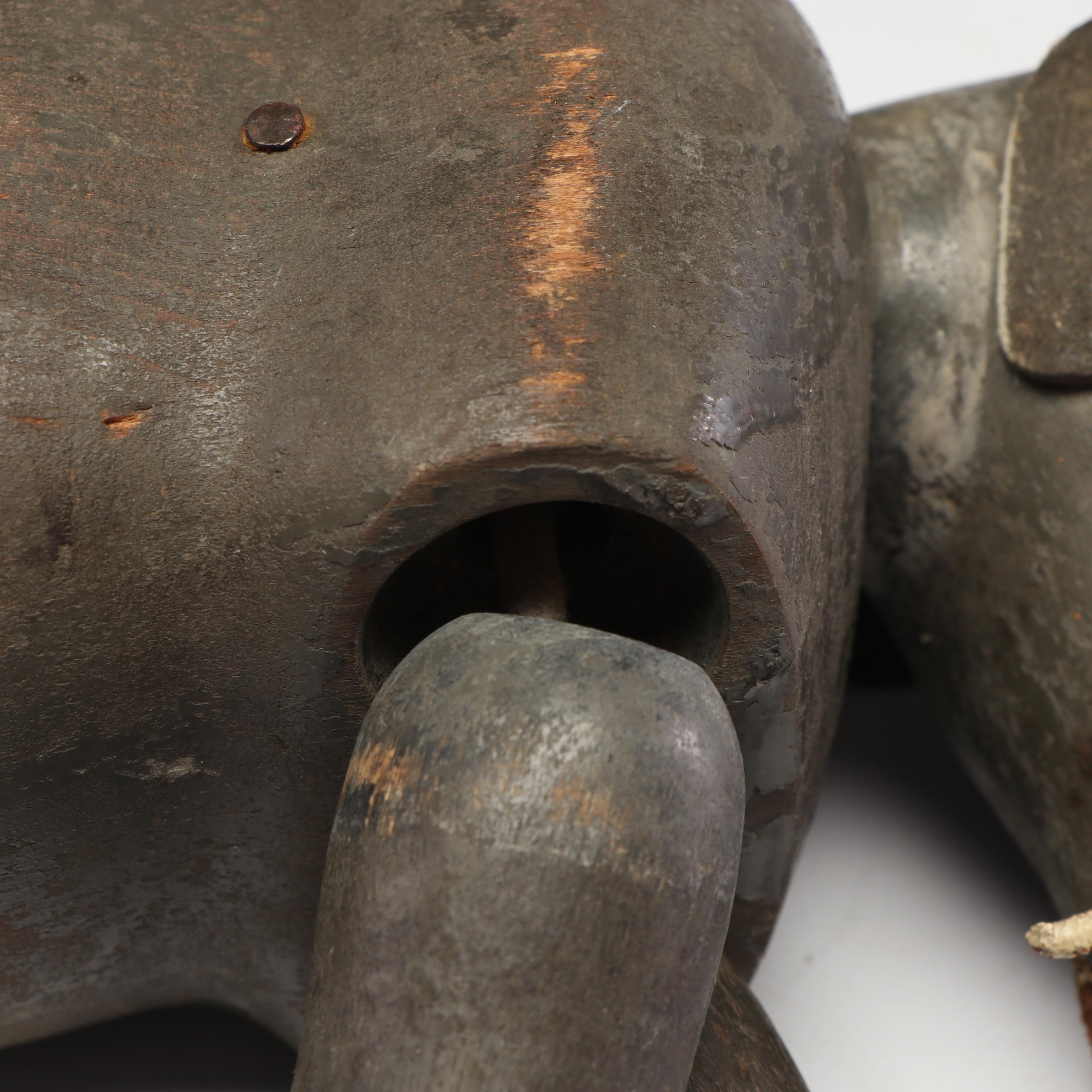 Shoenhut German Hand-Painted Wood Circus Articulated Elephant Toy, Circa 1910