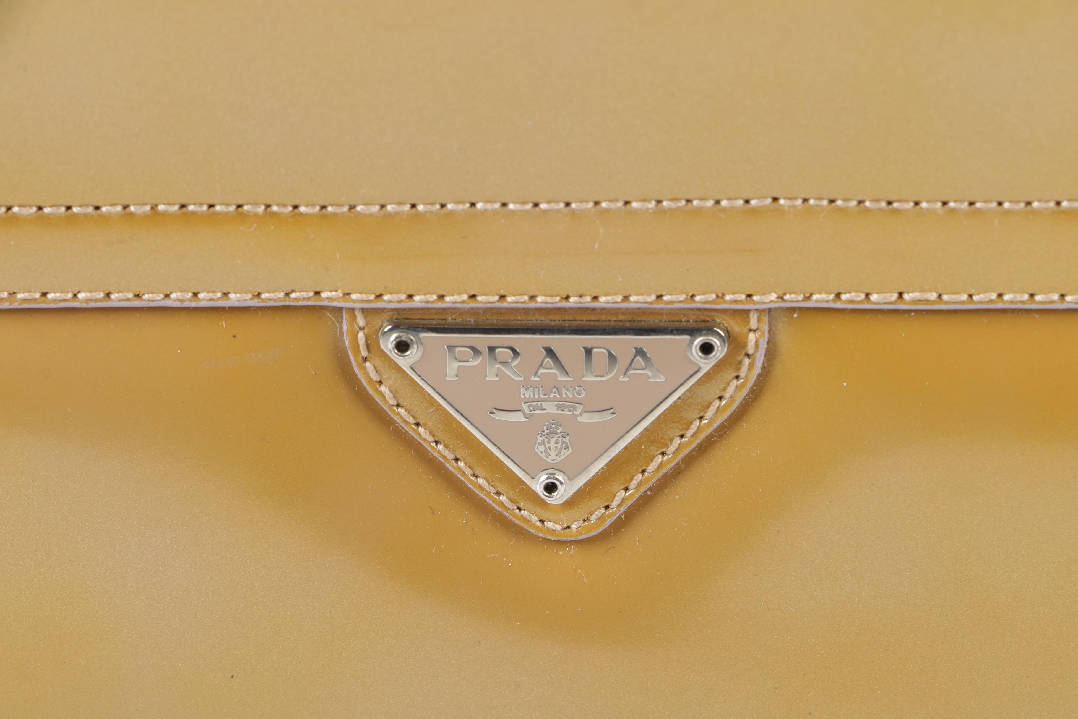 Prada Camel Patent Leather Top Handle Mini Bag, Vintage