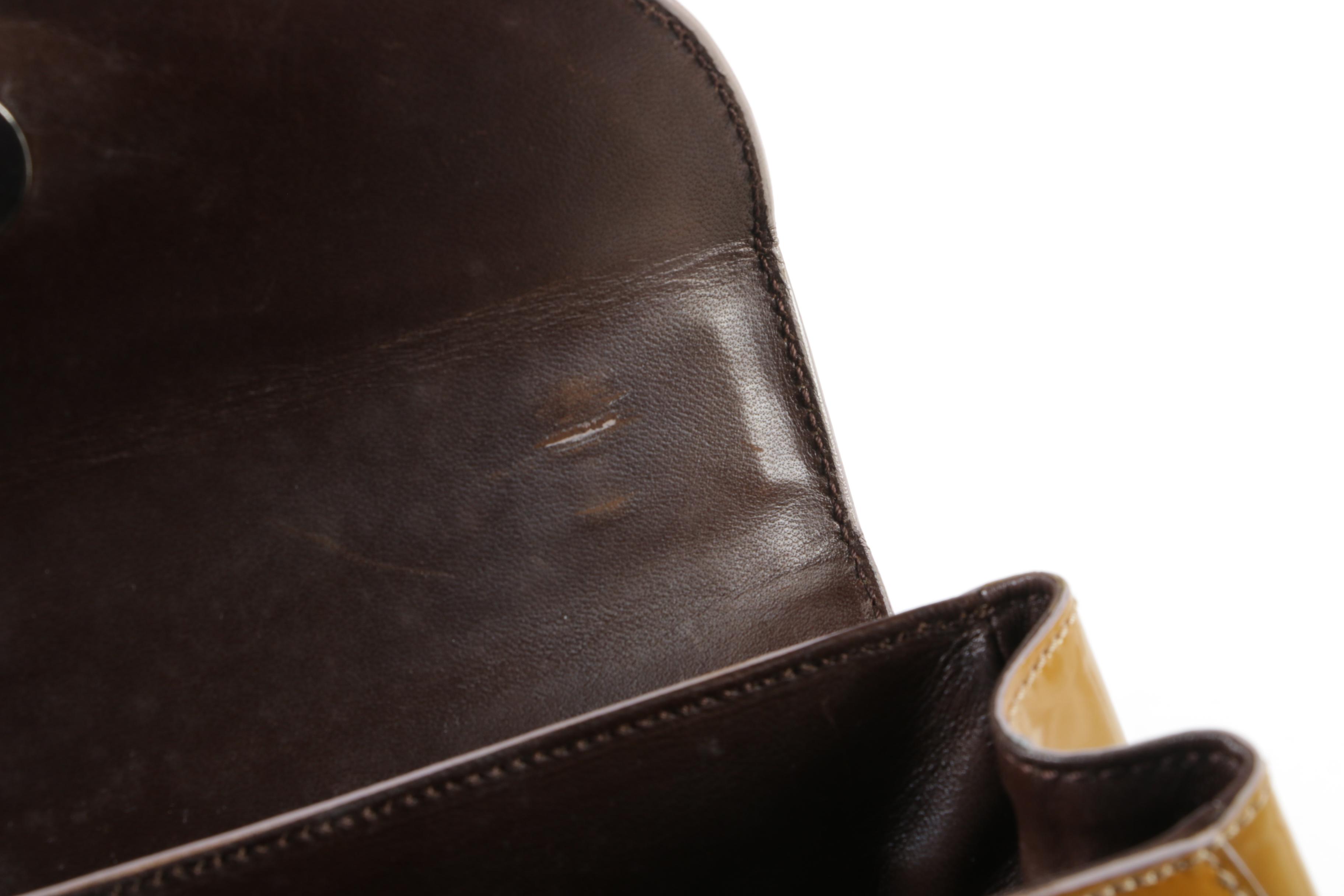 Prada Camel Patent Leather Top Handle Mini Bag, Vintage