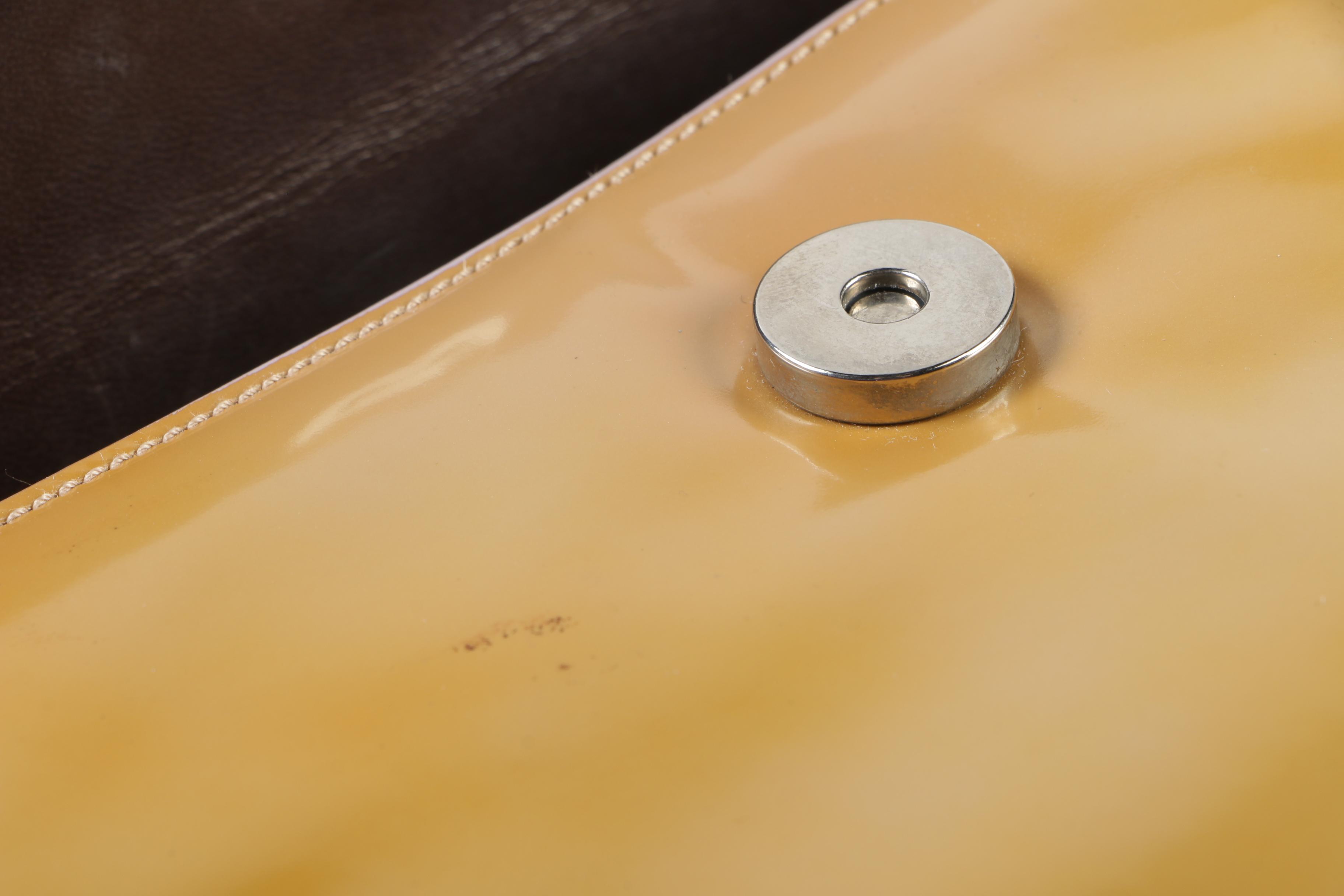 Prada Camel Patent Leather Top Handle Mini Bag, Vintage