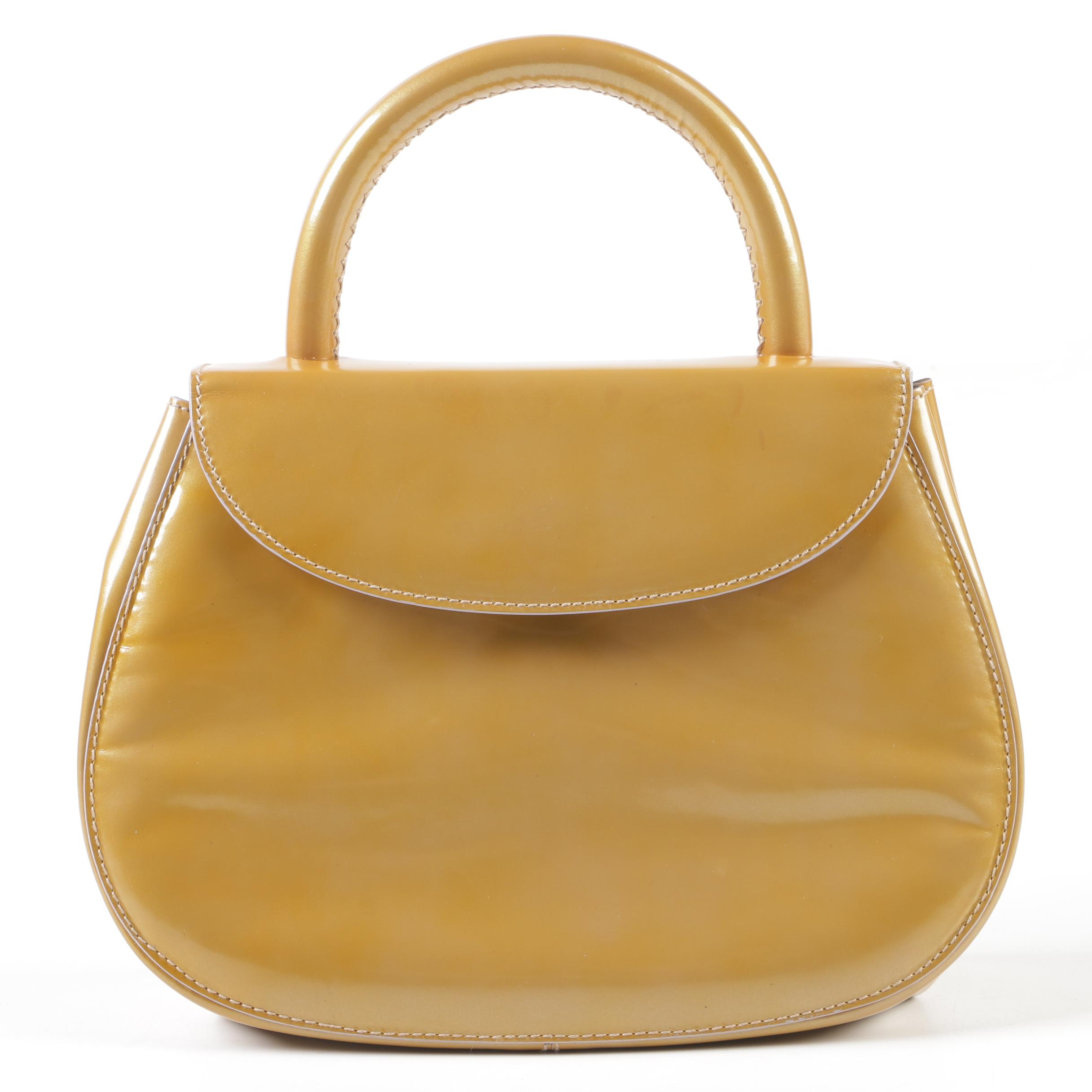 Prada Camel Patent Leather Top Handle Mini Bag, Vintage
