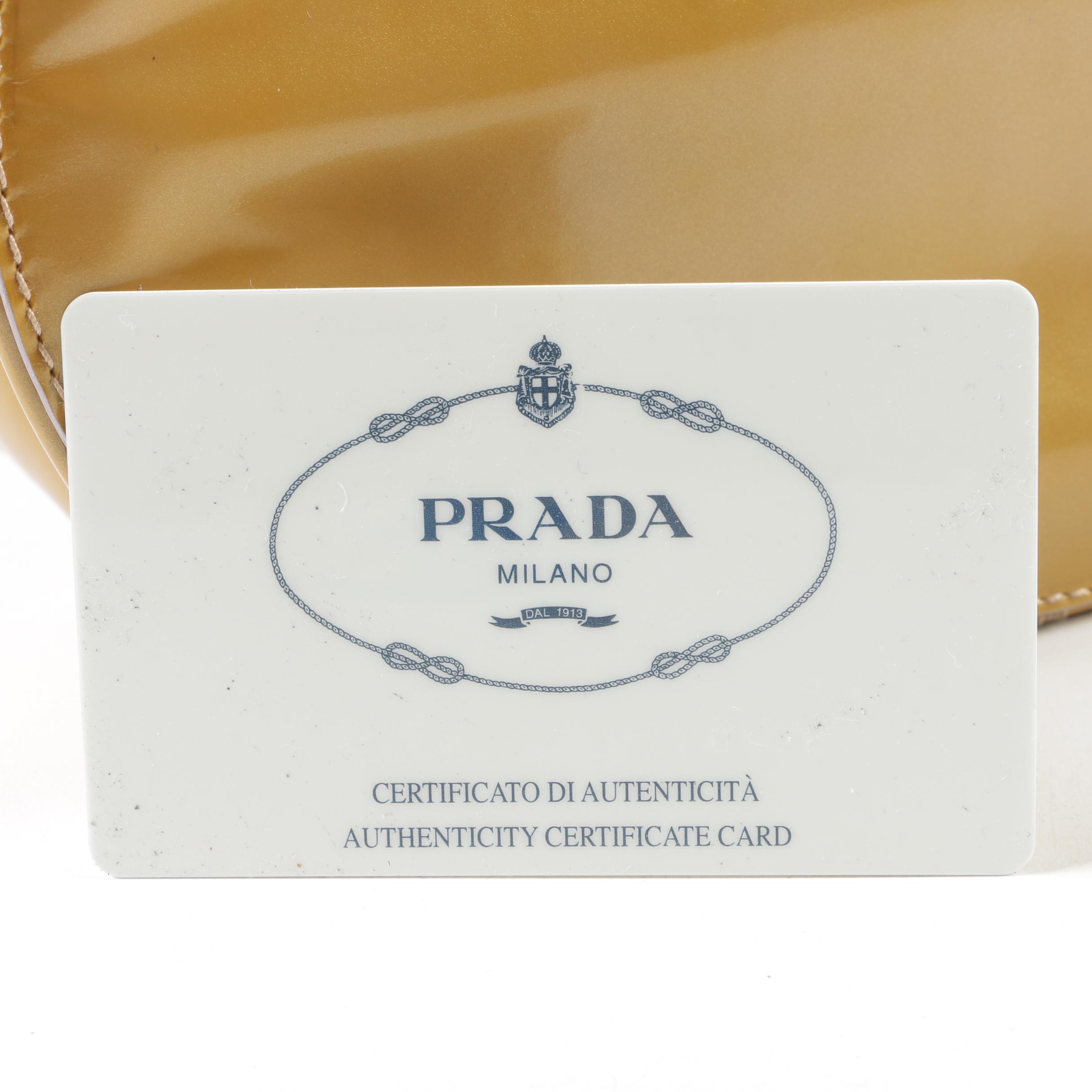 Prada Camel Patent Leather Top Handle Mini Bag, Vintage