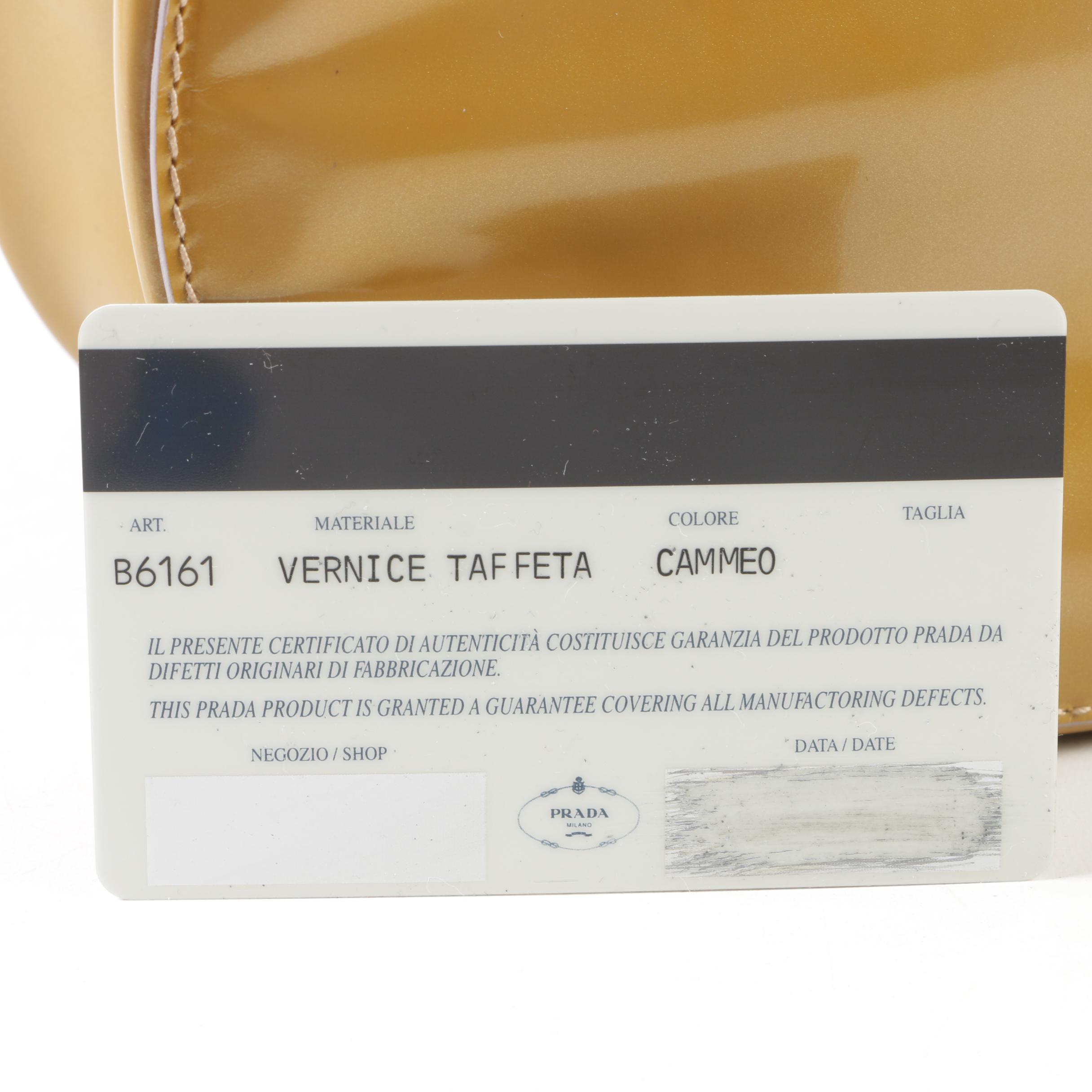 Prada Camel Patent Leather Top Handle Mini Bag, Vintage