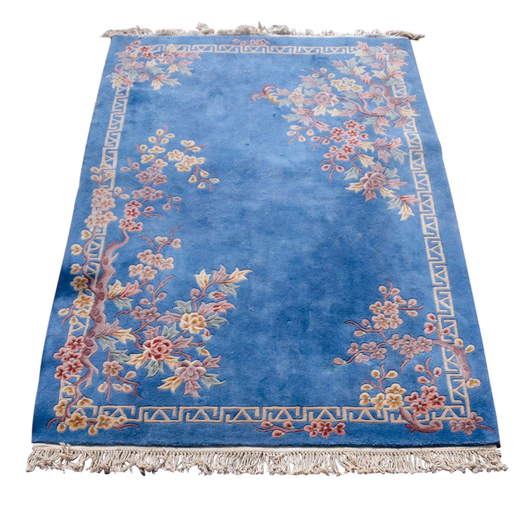 Hand Tufted "Mandarin" Chinese Tientsin Carved Wool Rug