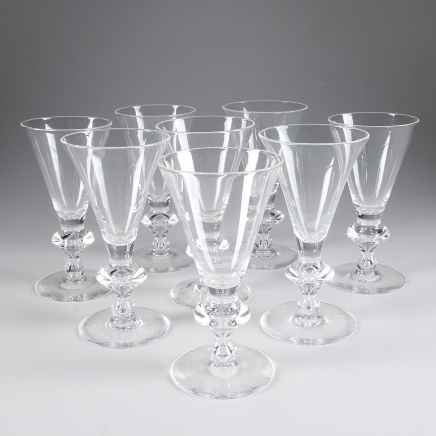 Steuben Art Glass Water Goblets Designed by Sidney Waugh, Circa 1930s