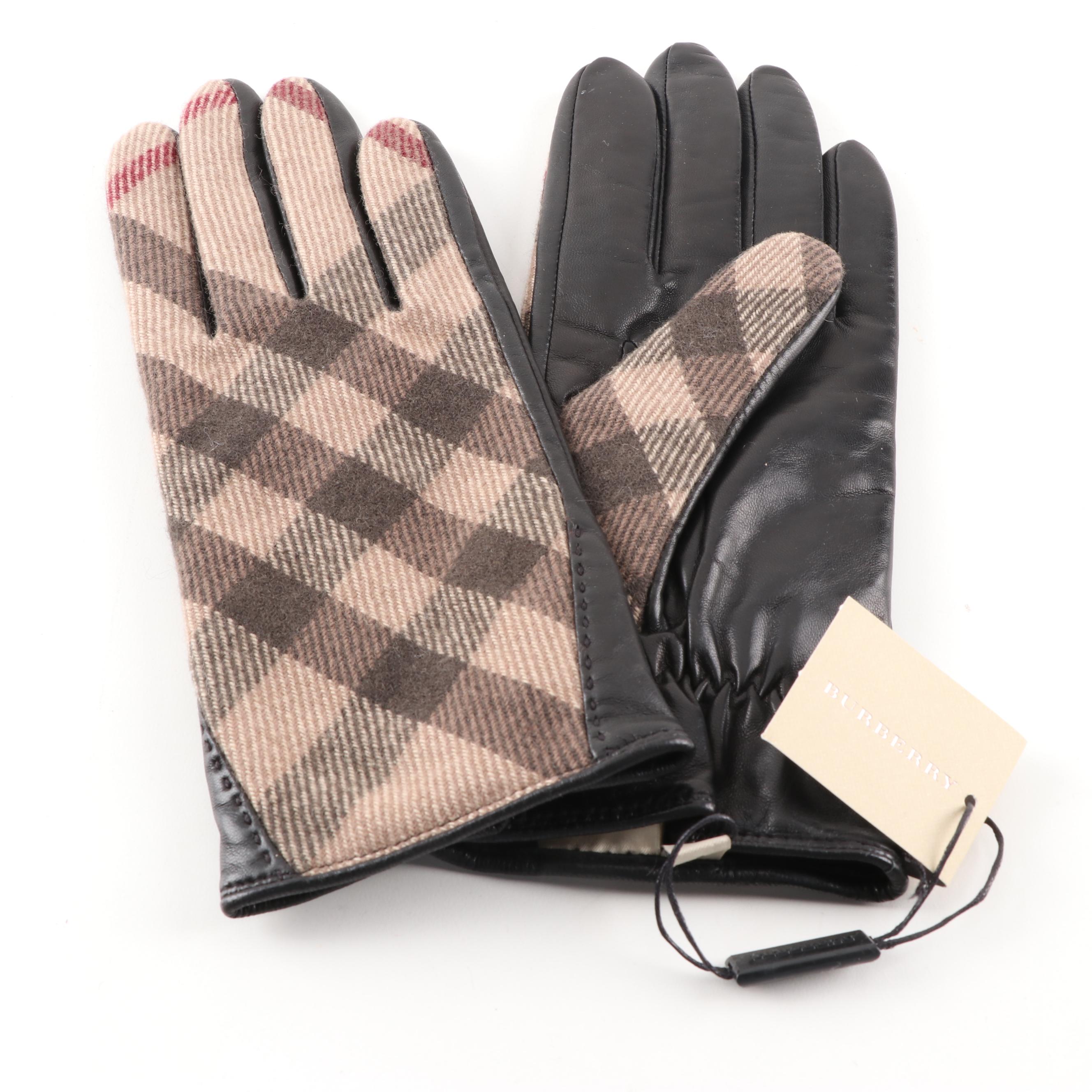 Burberry Wool Check Jenny Gloves