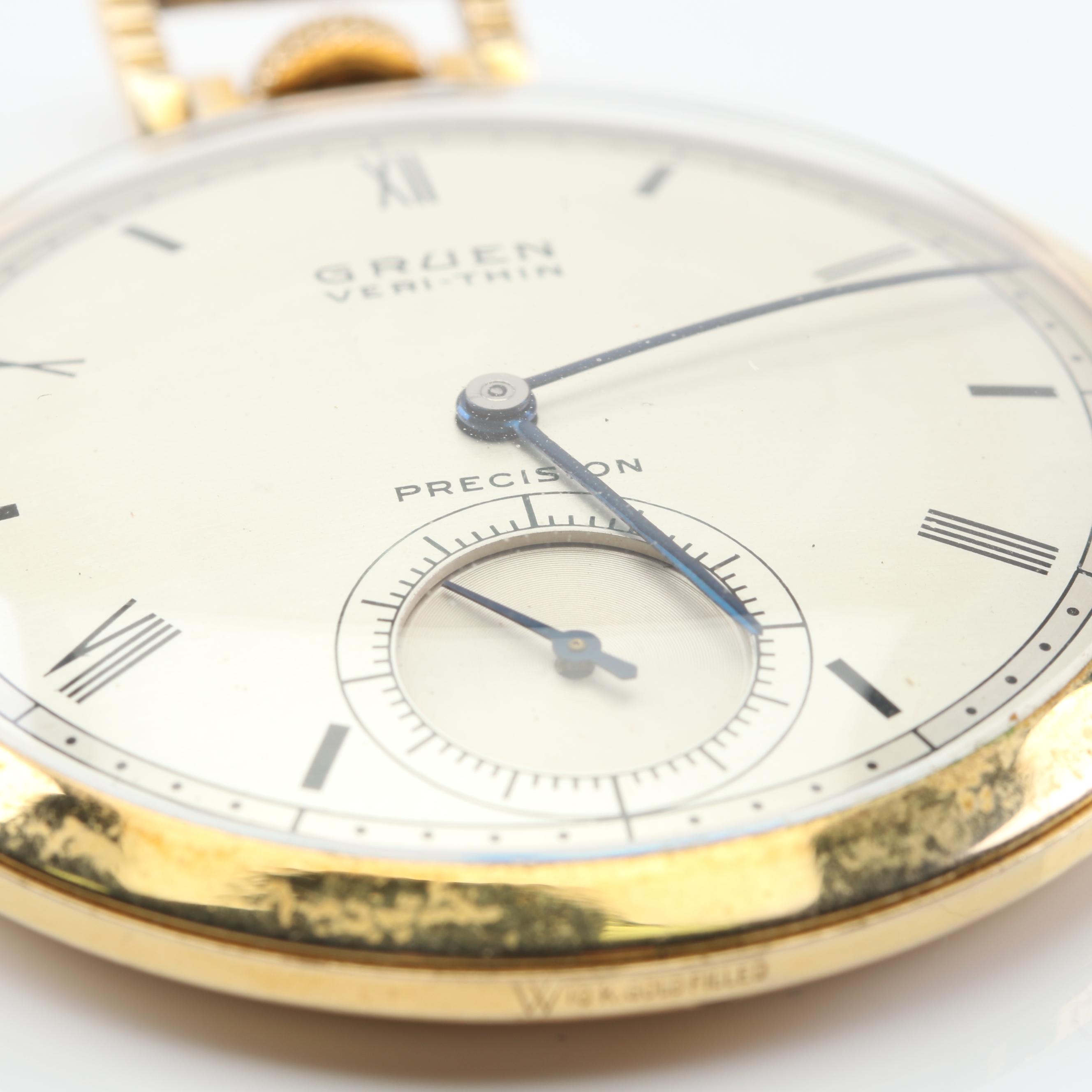 Gruen Watch Co. Veri-Thin 10K Goldfilled Precision Pocket Watch