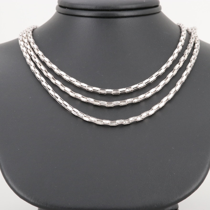 Sterling Silver Graduated Length Multi Chain Necklace