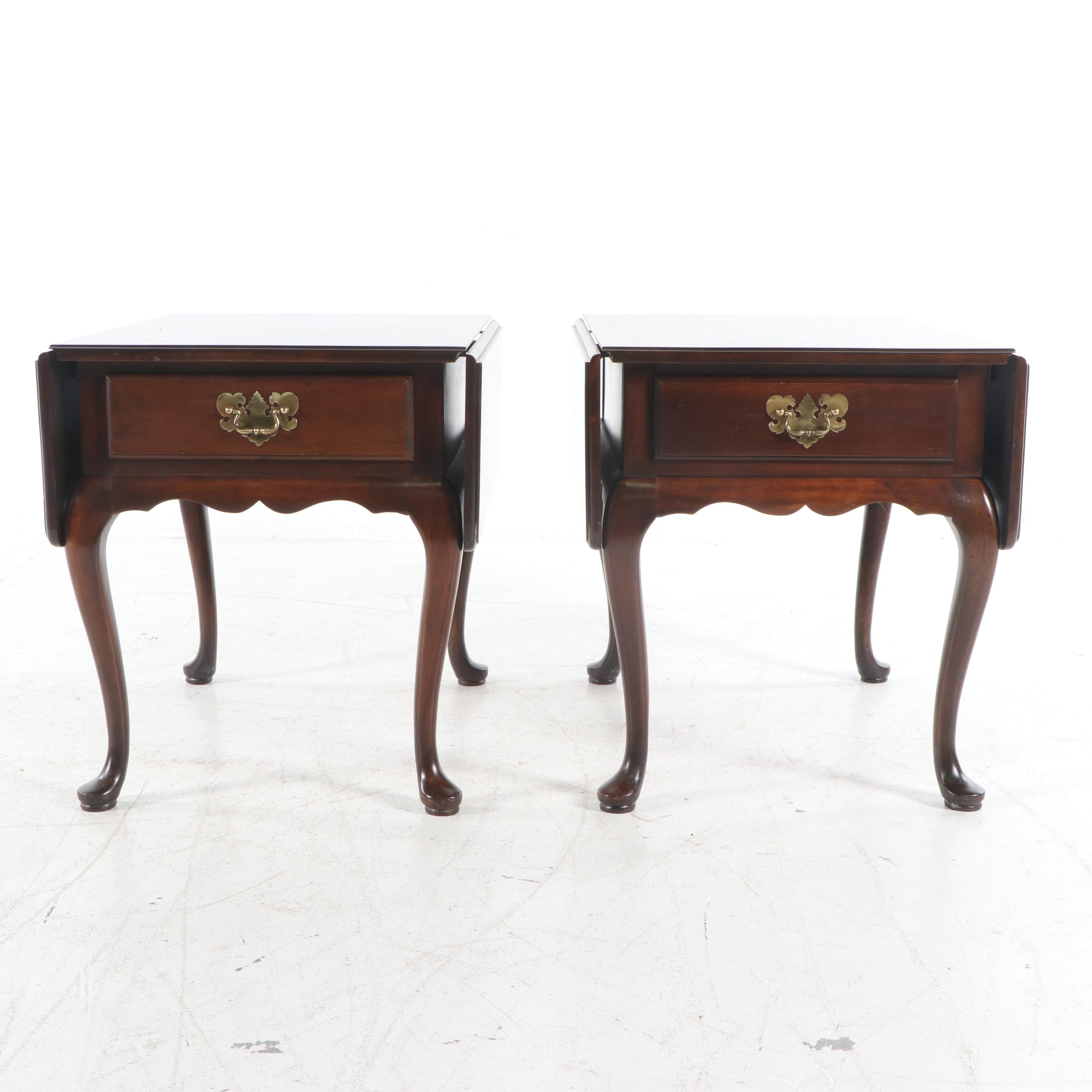 Harden Chippendale Style Cherry Wood Folding Side Tables